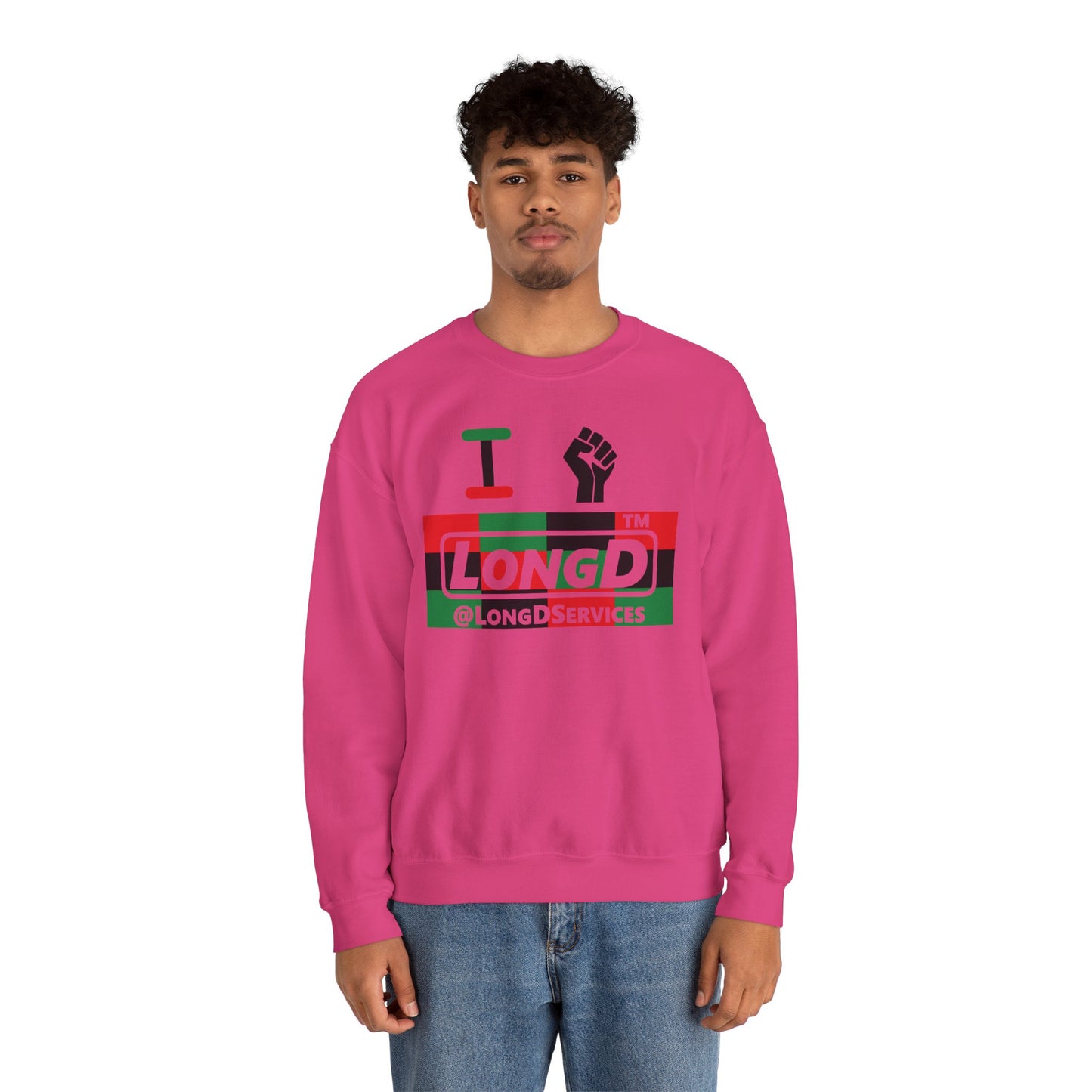 I fist LongD negative 3x4 tag logo crewneck sweatshirt