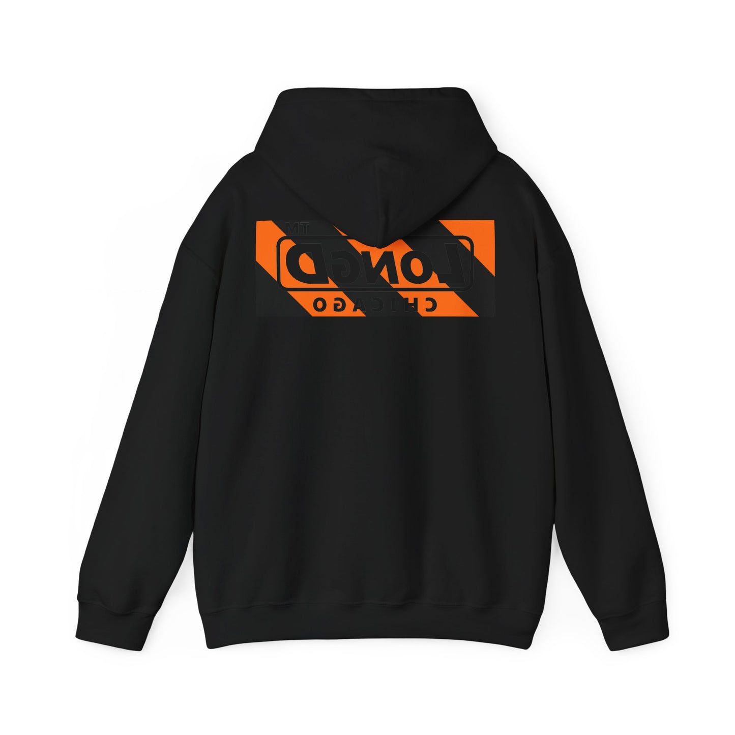 LongD Chicago negative diagonal 6-striped front-back logo (Halloween colors) hoodie