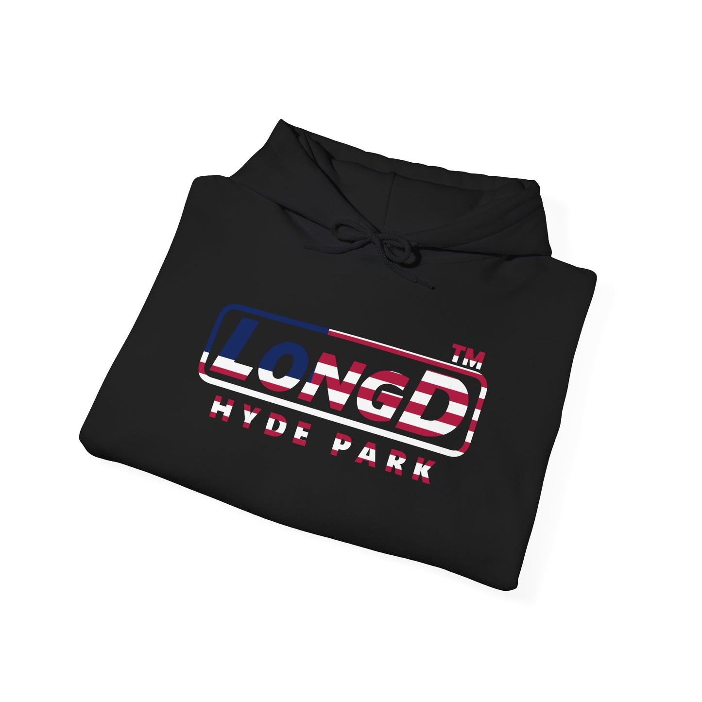 LongD® positive flag Hyde Park logo hoodie (patriotic colors)