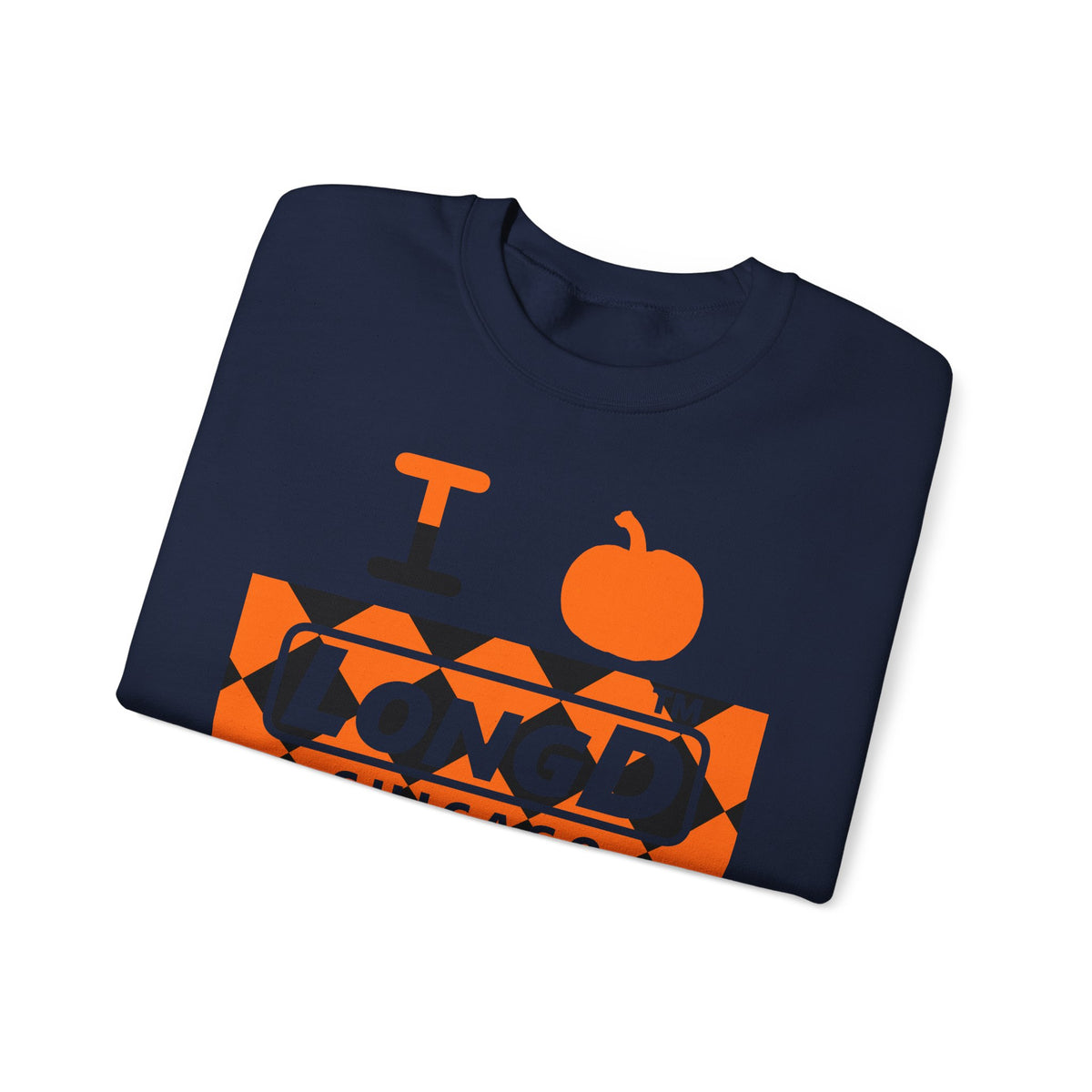I pumpkin LongD Chicago negative argyle logo crewneck sweatshirt