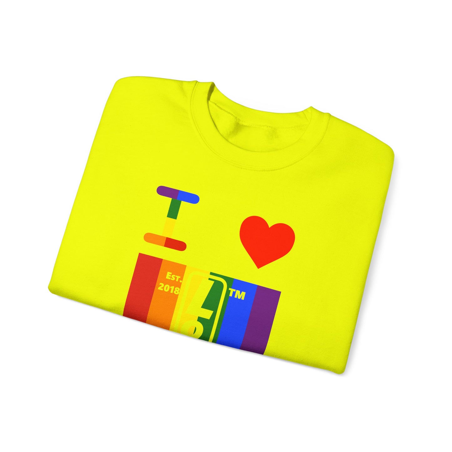 I Luv LongD negative vertical 6-striped tag upright logo crewneck sweatshirt