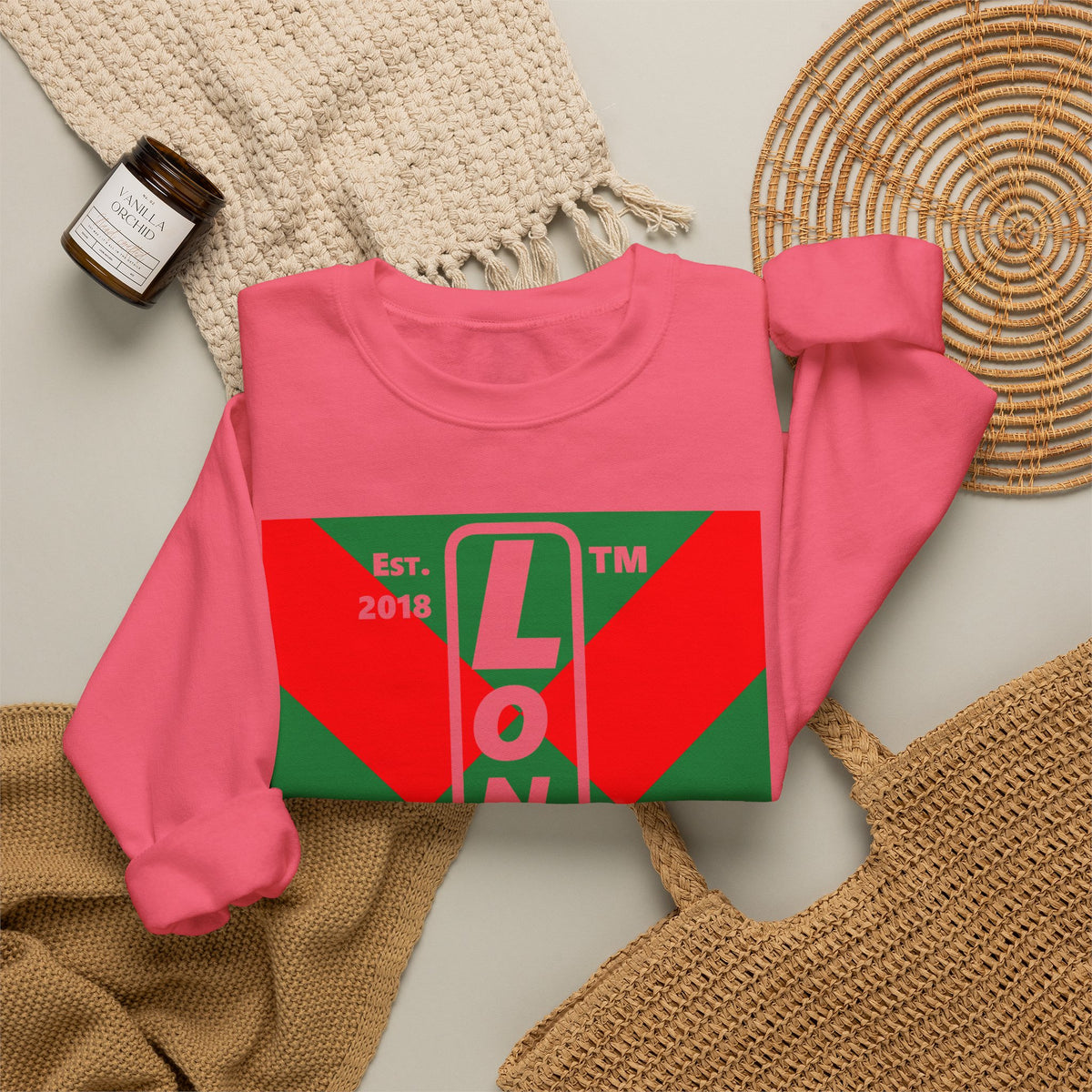 LongD Chicago negative upright argyle x logo (Xmas colors) crewneck sweatshirt