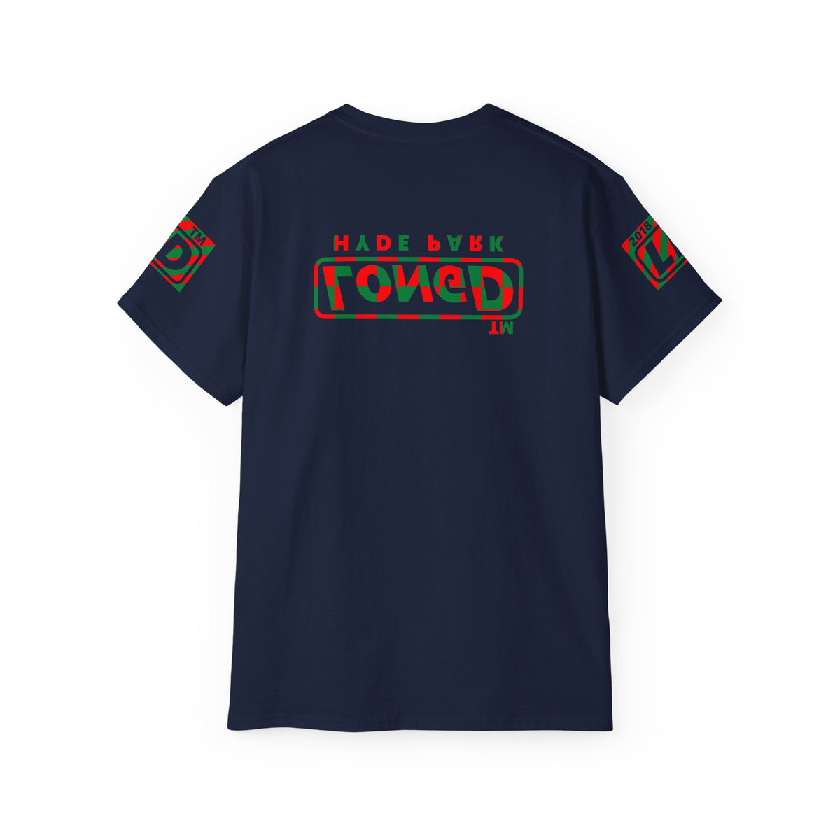 LongD Hyde Park positive checkered 4-print logo (Xmas colors) cotton tee