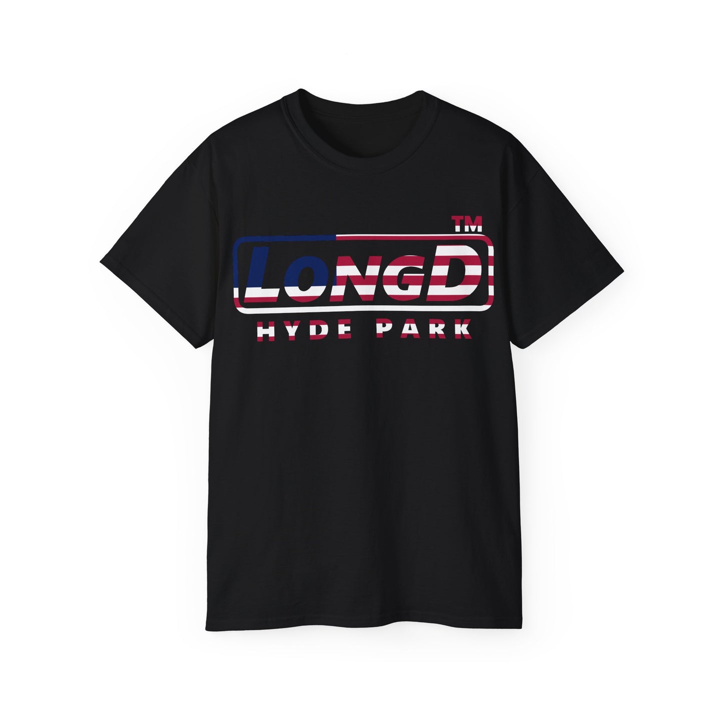 LongD positive flag Hyde Park logo cotton tee (patriotic colors)