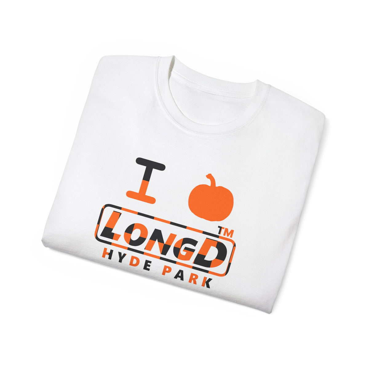 I pumpkin LongD Hyde Park positive checkered logo cotton tee