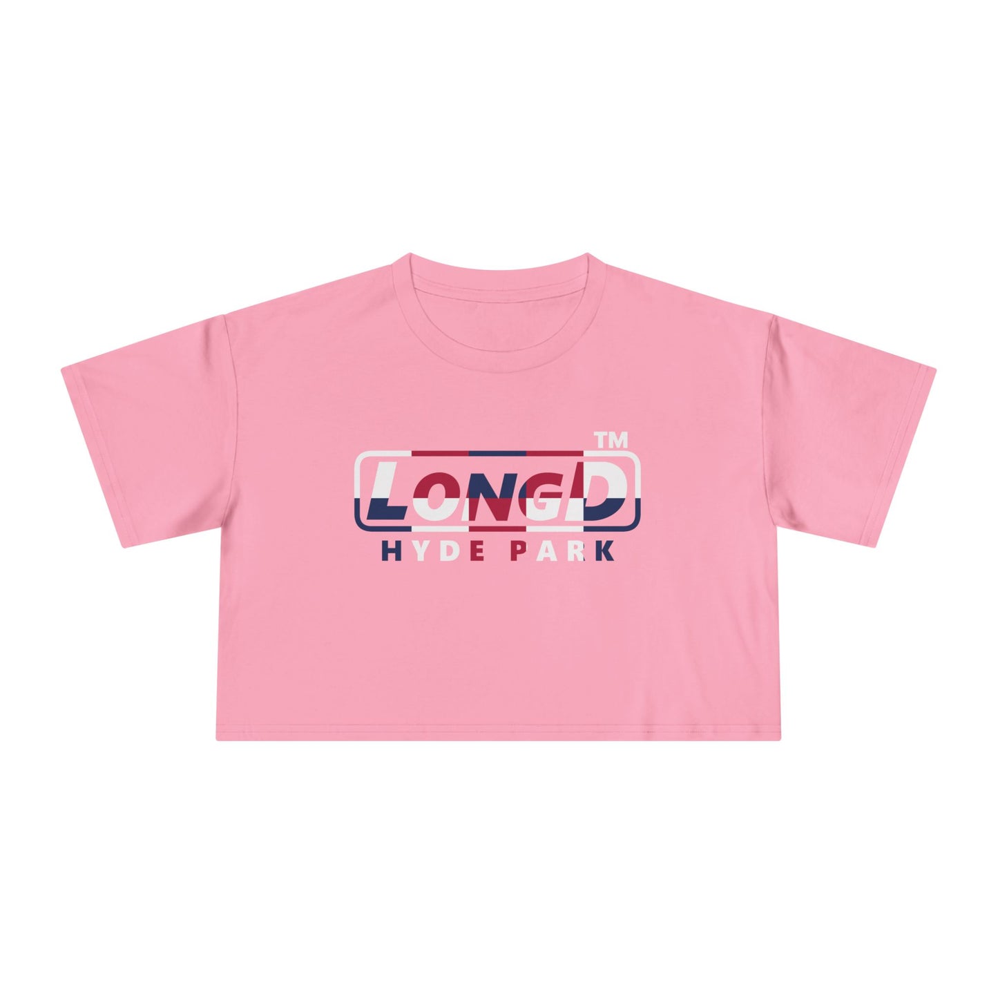 LongD positive 2x5 double-breasted front-back Hyde Park Logo Crop Tee (Patriotic colors)