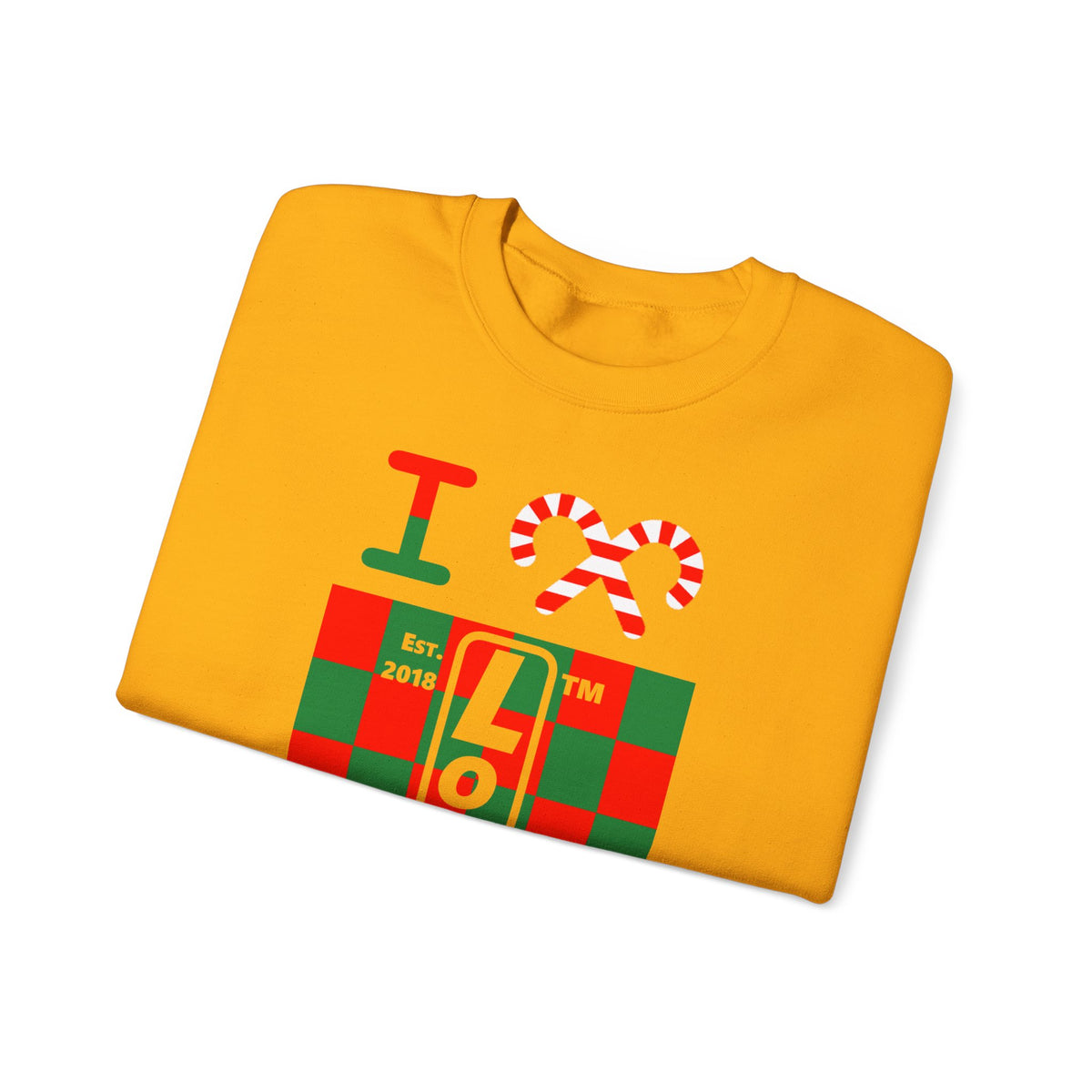 I candy cane LongD Chicago negative upright checkered logo crewneck sweatshirt