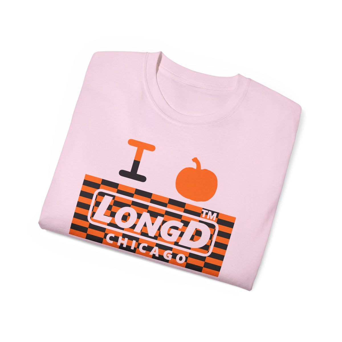 I pumpkin LongD Chicago negative tiled logo cotton tee