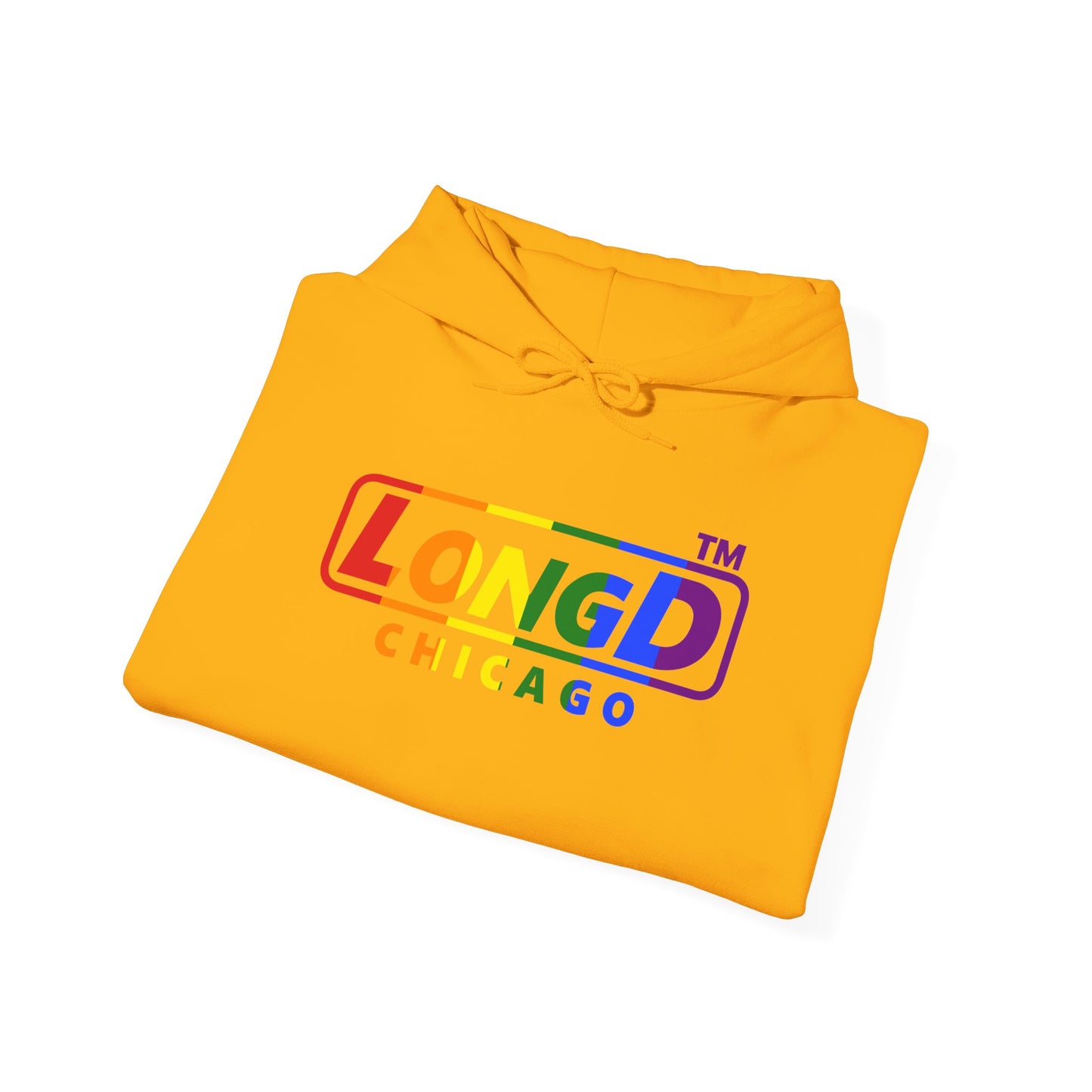 LongD® positive vertical striped Chicago logo hoodie (Pride colors)