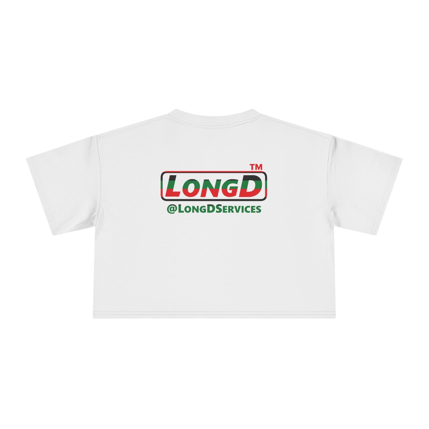 LongD positive horizontal 6-striped Chicago logo crop tee (Juneteenth colors)
