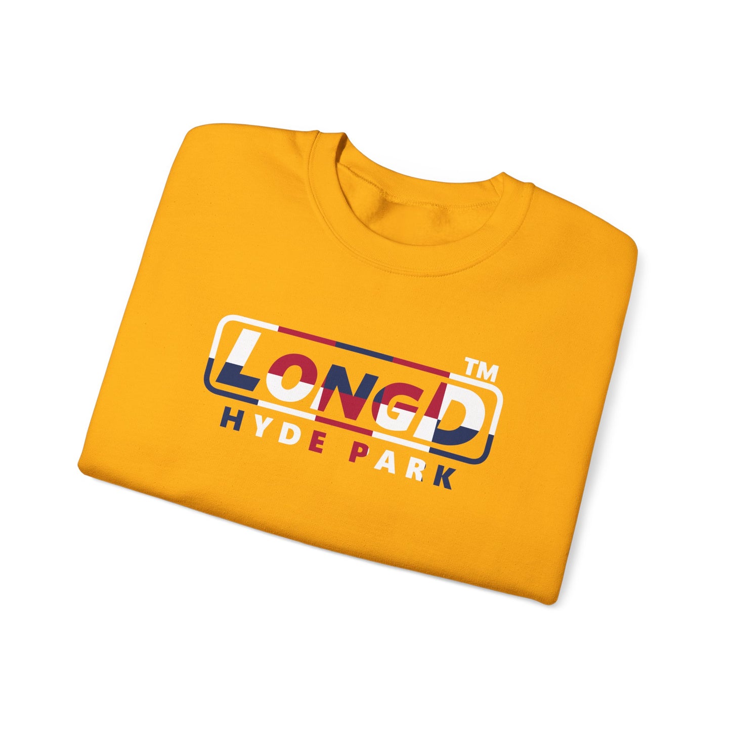 LongD positive 2x5 Hyde Park logo crewneck sweatshirt (patriotic colors)