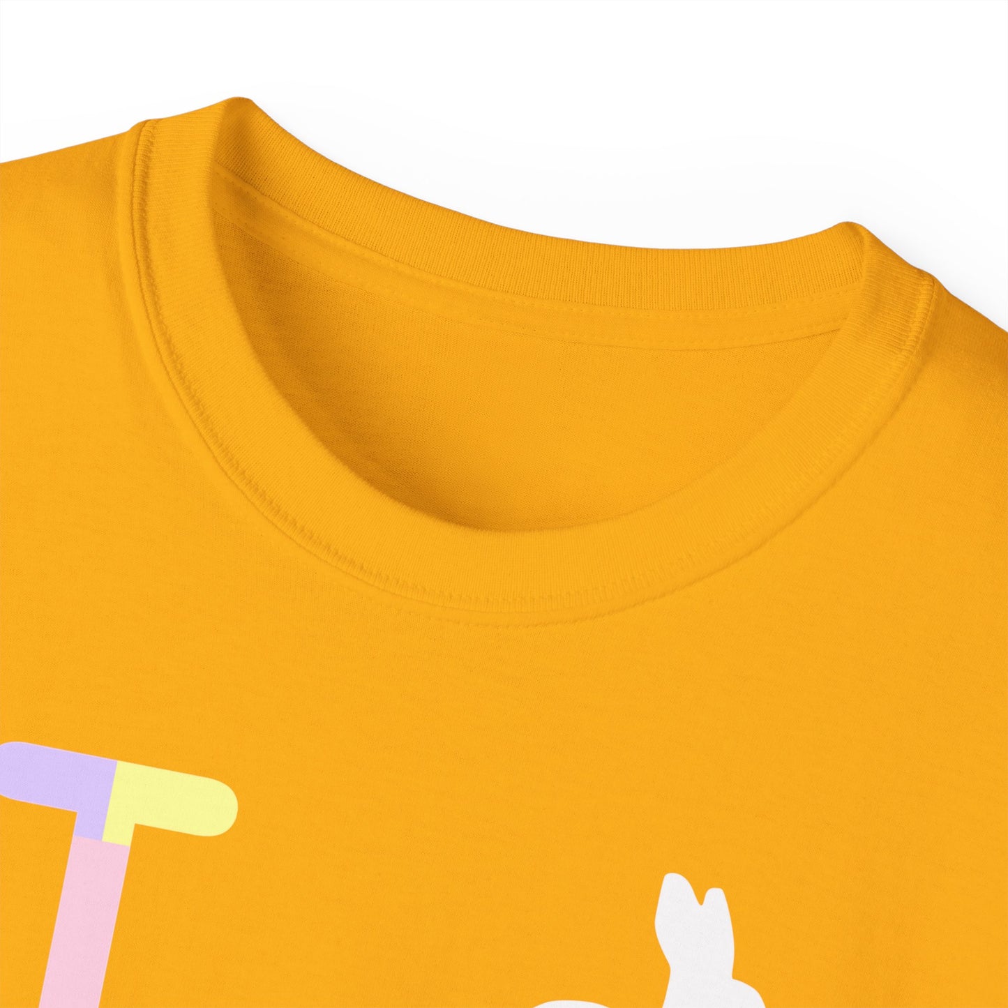 I Bunny LongD® Logo Cotton Tee Easter pastel variety negative text (white Easter Bunny)