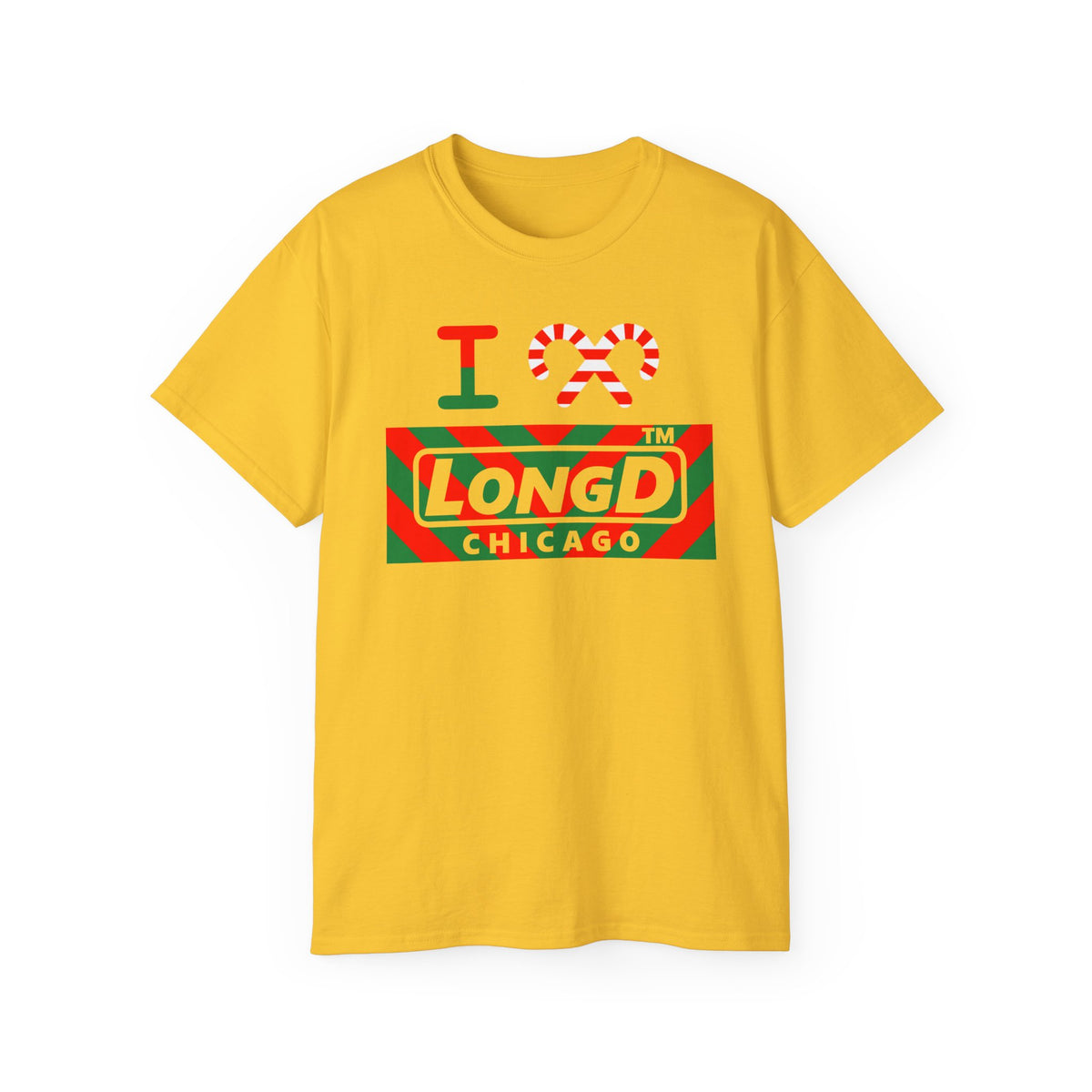 I candy cane LongD Chicago negative downward chevron logo cotton tee