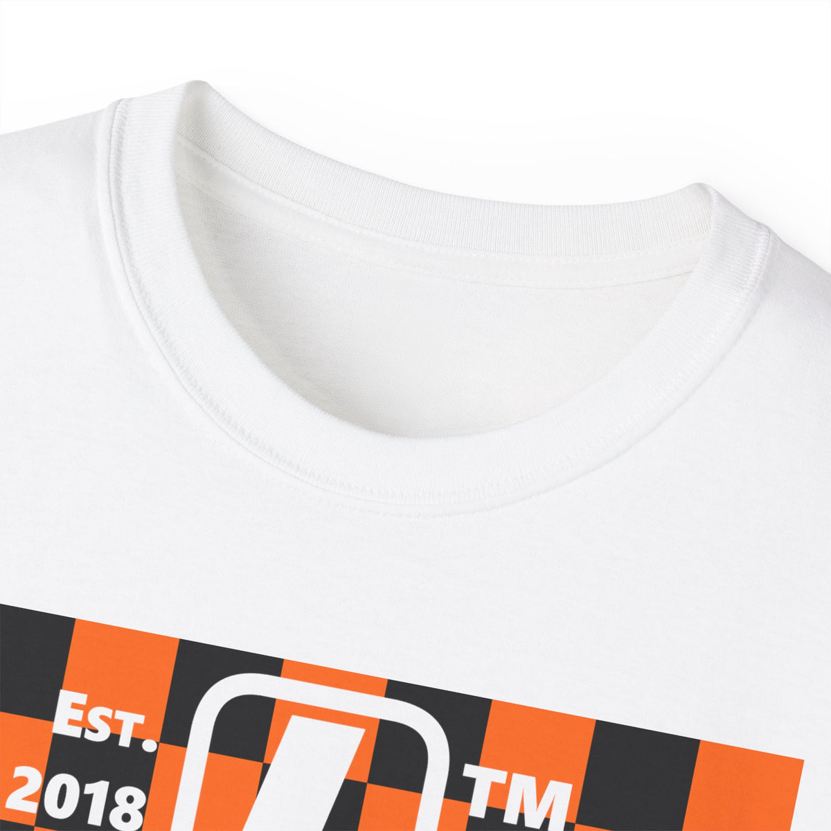 LongD Hyde Park negative upright checkered logo (Halloween colors) cotton tee