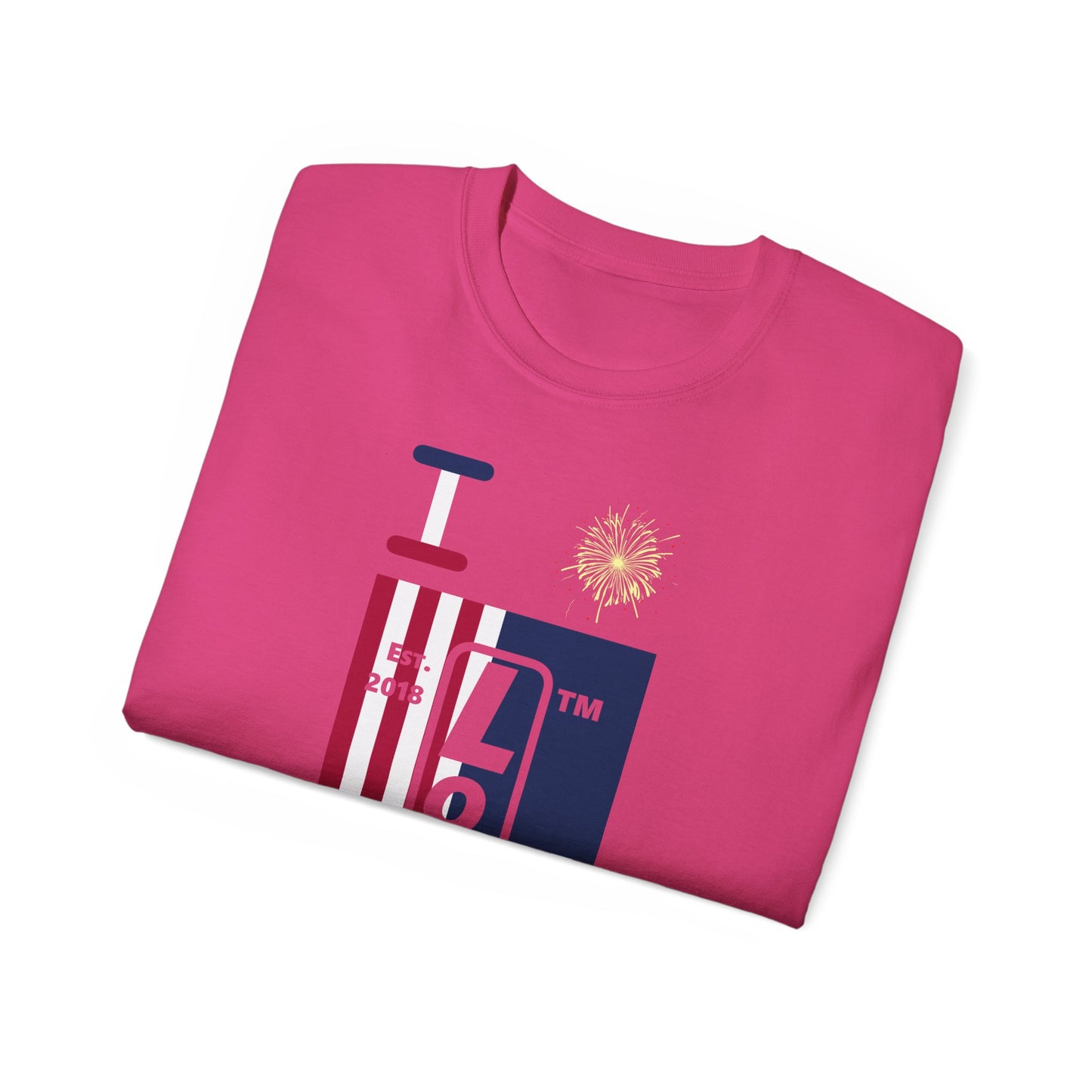 I Burst LongD cotton tee negative flag Chicago upright logo (Patriotic colors)