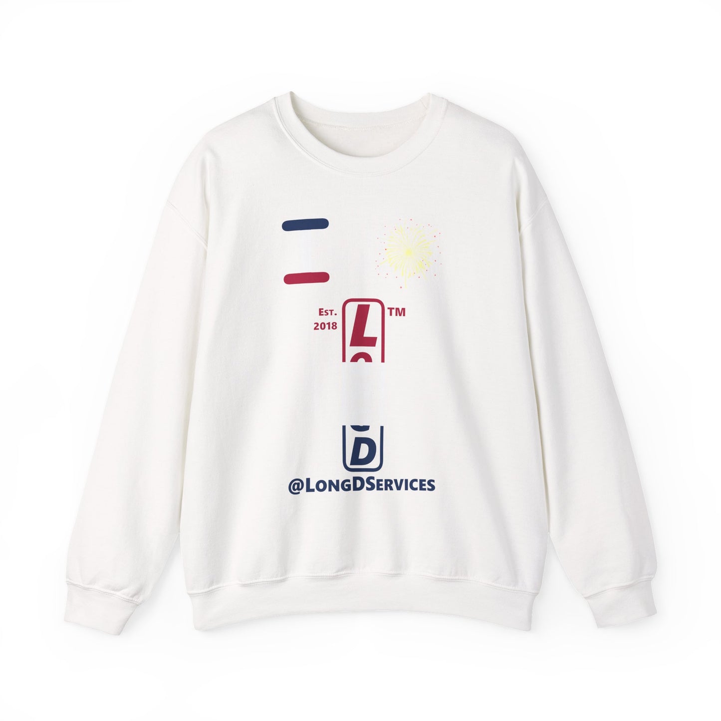 I Burst LongD positive horizontal 3-striped tag upright logo crewneck sweatshirt