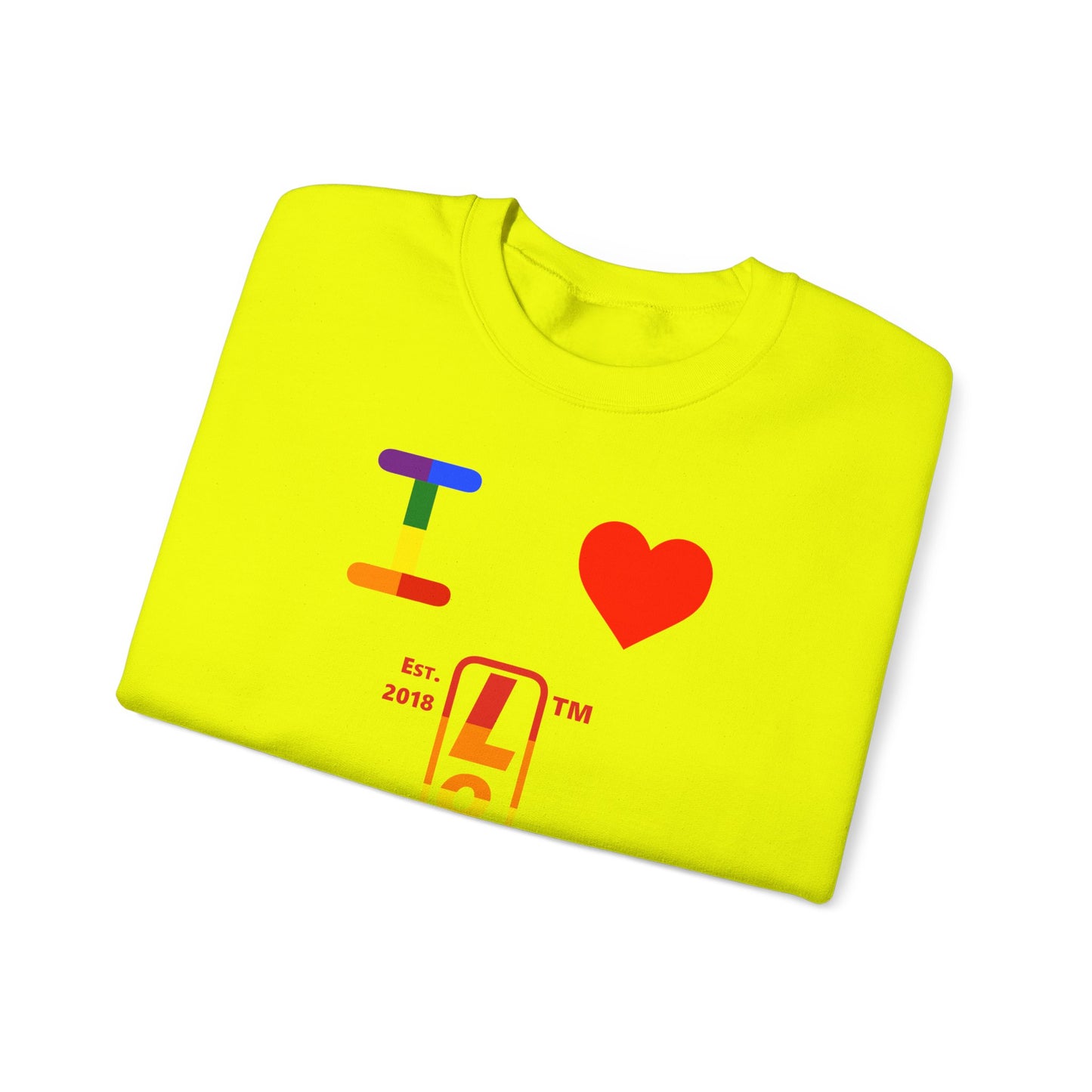 I Luv LongD positive horizontal 6-striped tag upright logo crewneck sweatshirt