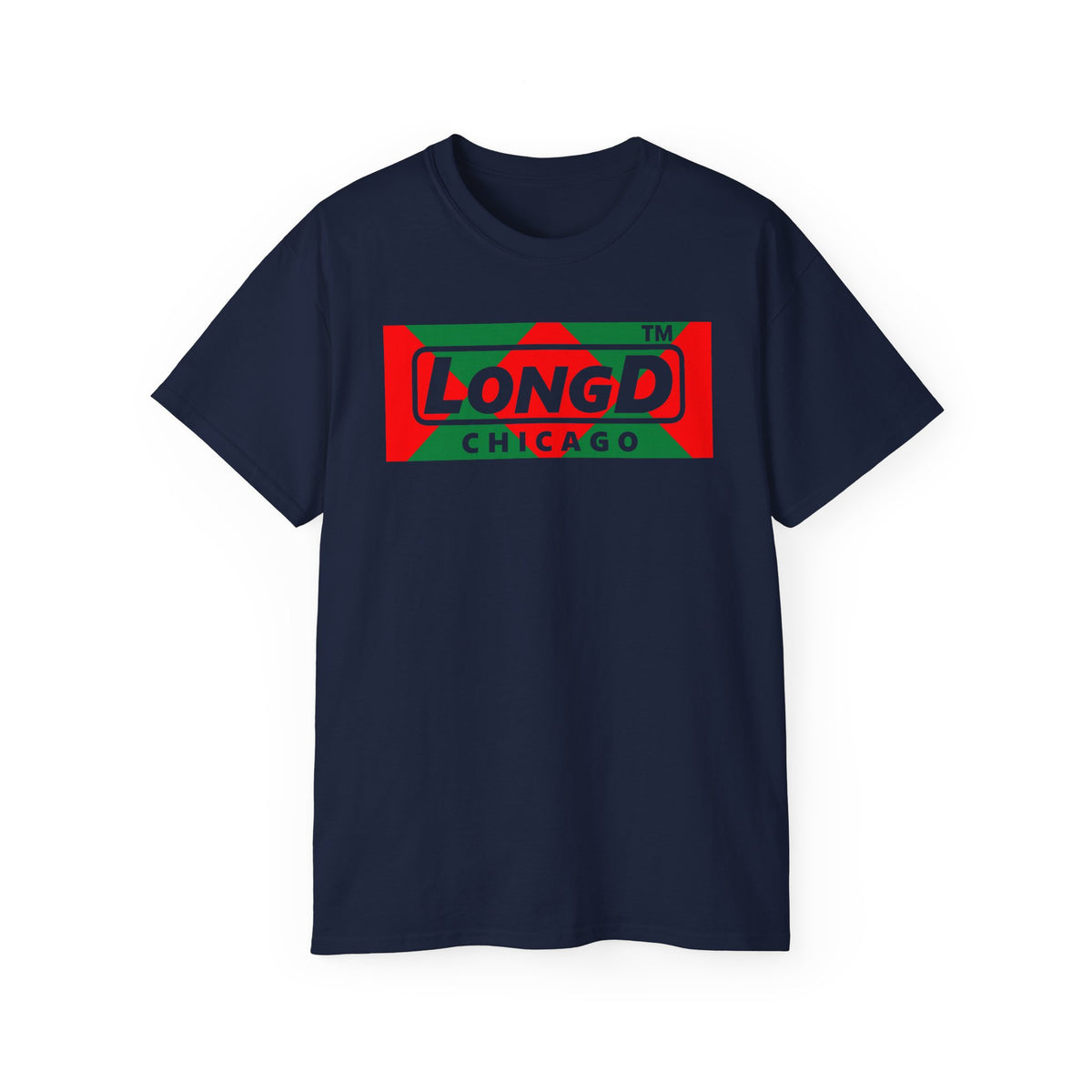 LongD Chicago negative big argyle logo (Xmas colors) cotton tee