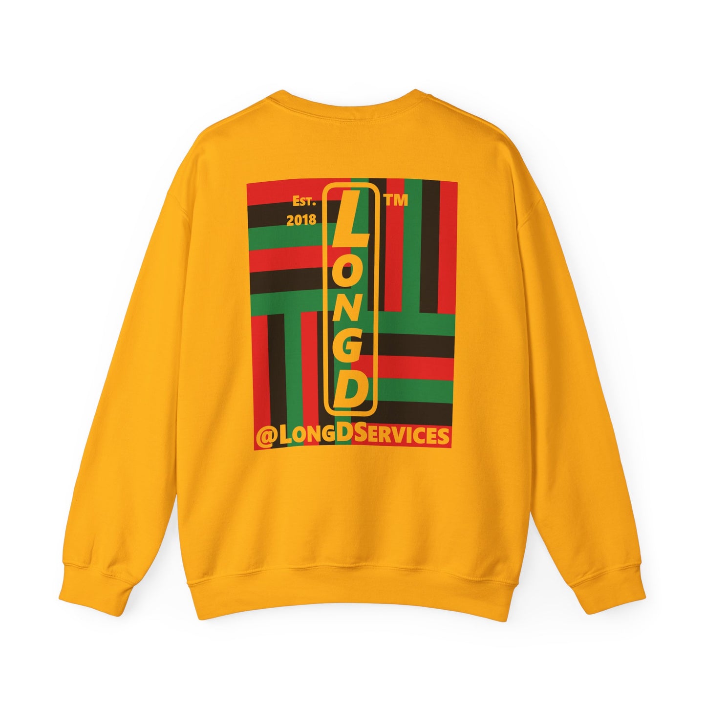 I Fist LongD negative windmill tag upright front-back logo crewneck sweatshirt