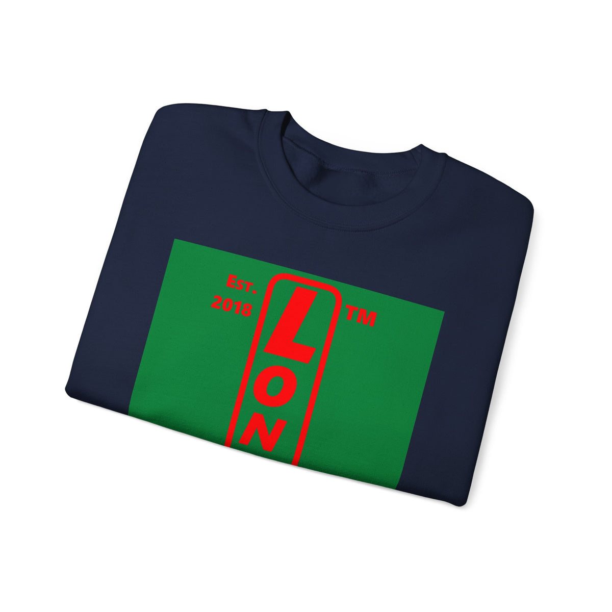 LongD Chicago upright logo positive red on negative green (Xmas colors) crewneck sweatshirt