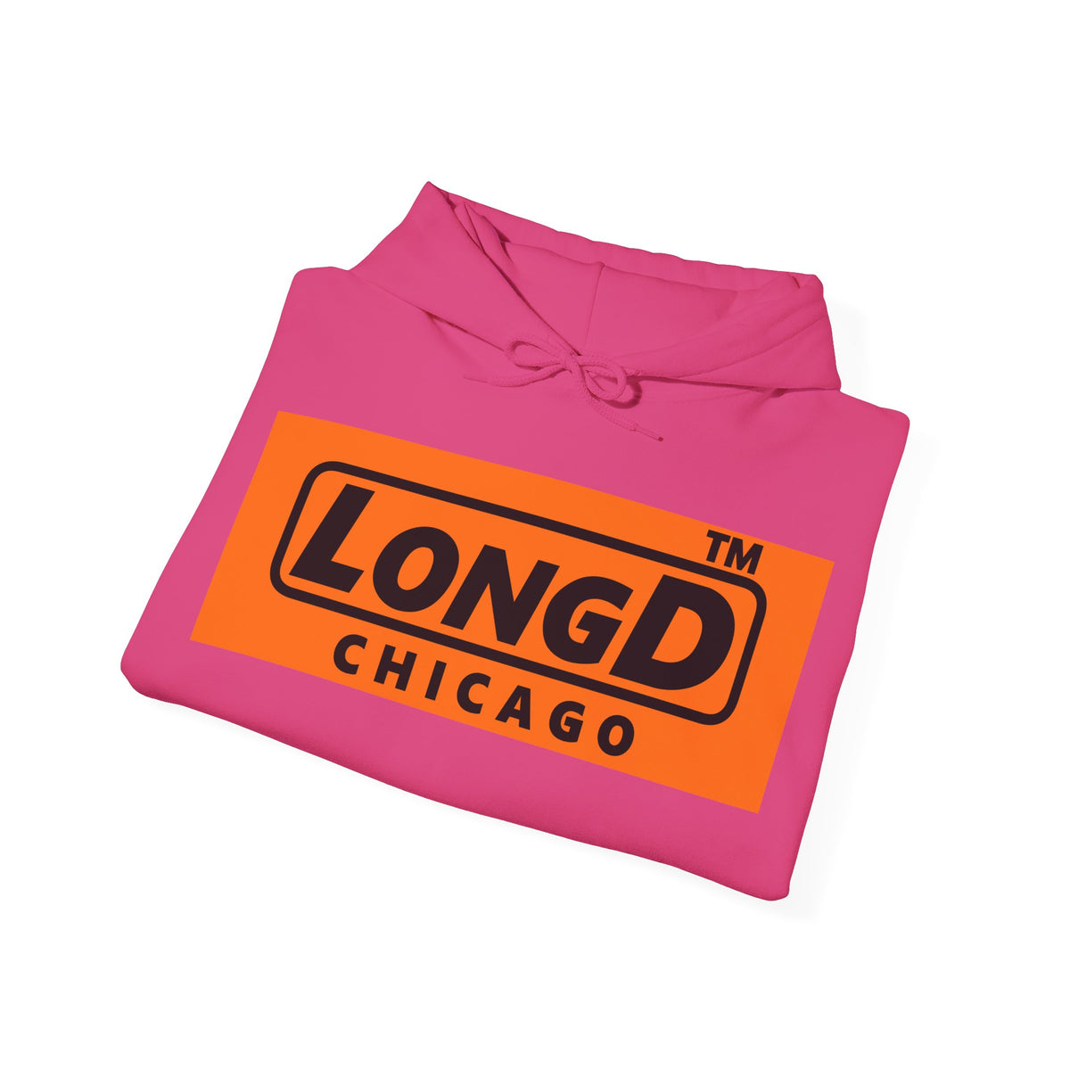 LongD Chicago logo Black (000000) on orange (FE7518) (Halloween colors) hoodie