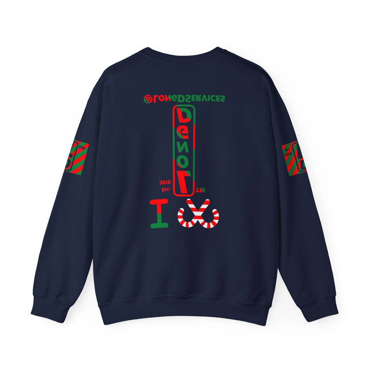 I candy cane LongD Tag positive upright pixel-weighted 4-striped 4-print logo crewneck sweatshirt