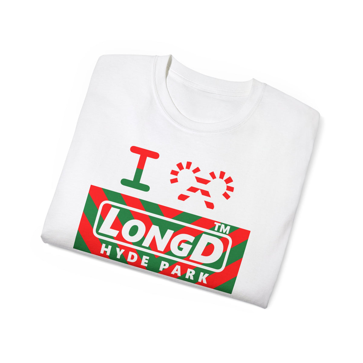 I candy cane LongD Hyde Park negative downward chevron logo cotton tee