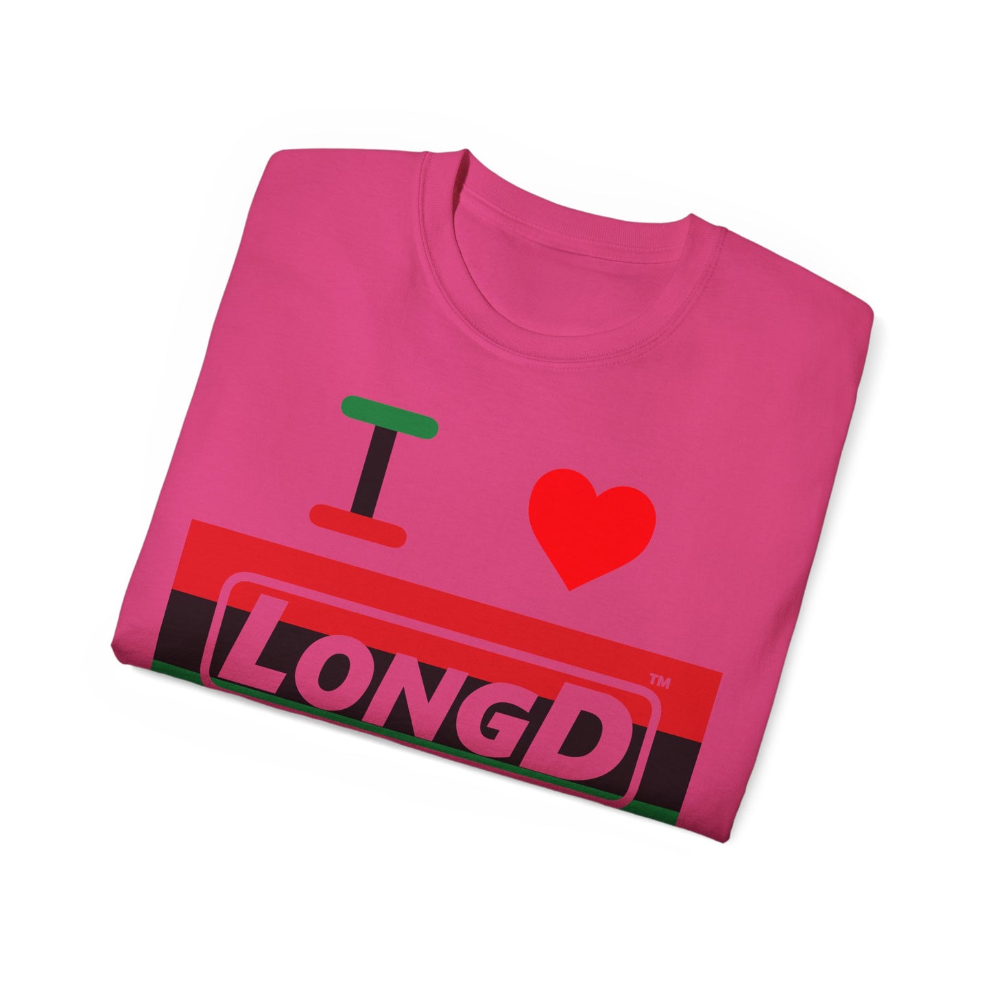 I Luv LongD® Logo Cotton Tee Juneteenth negative striped text