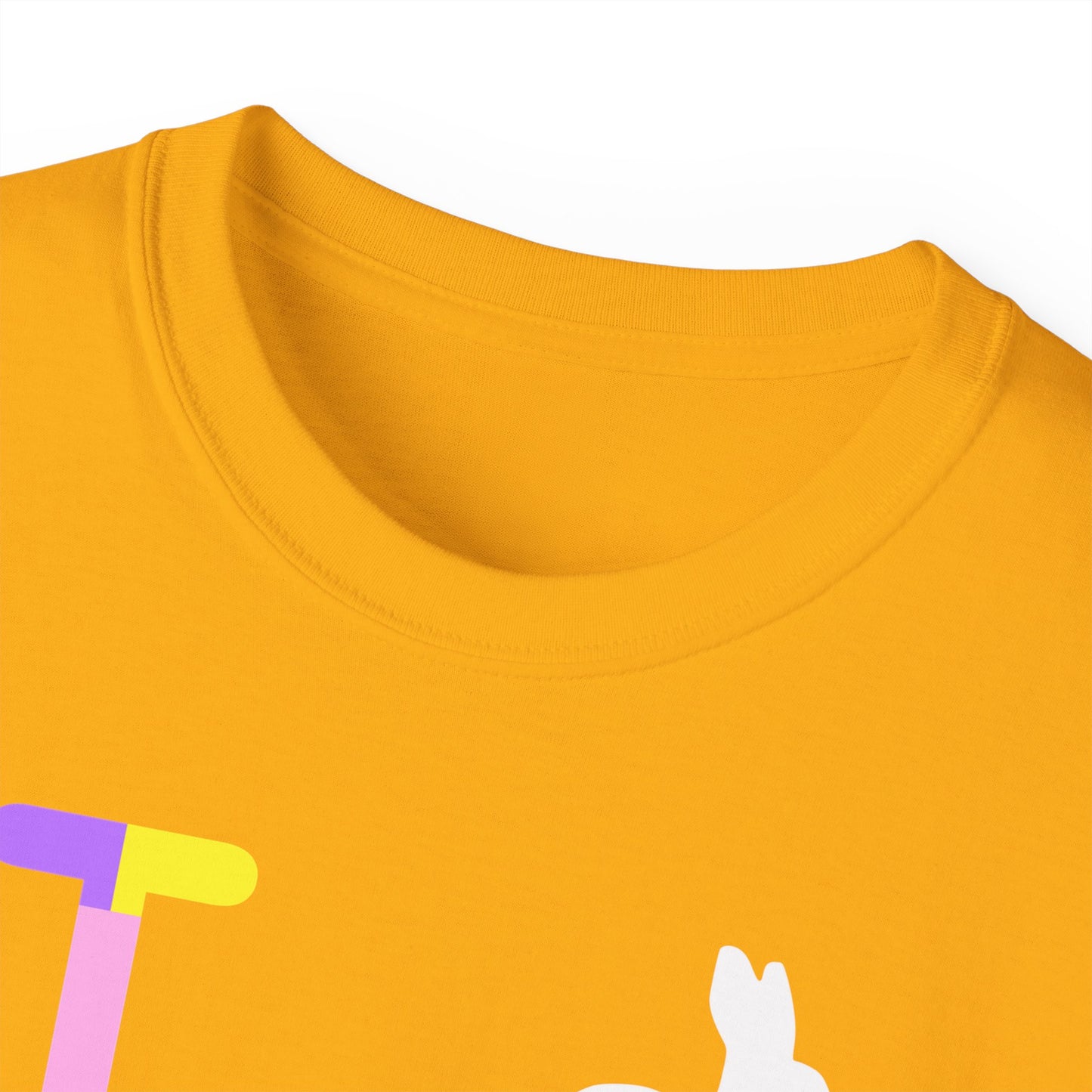 I Bunny LongD® negative horizontal striped Tag-domain Logo Cotton Tee