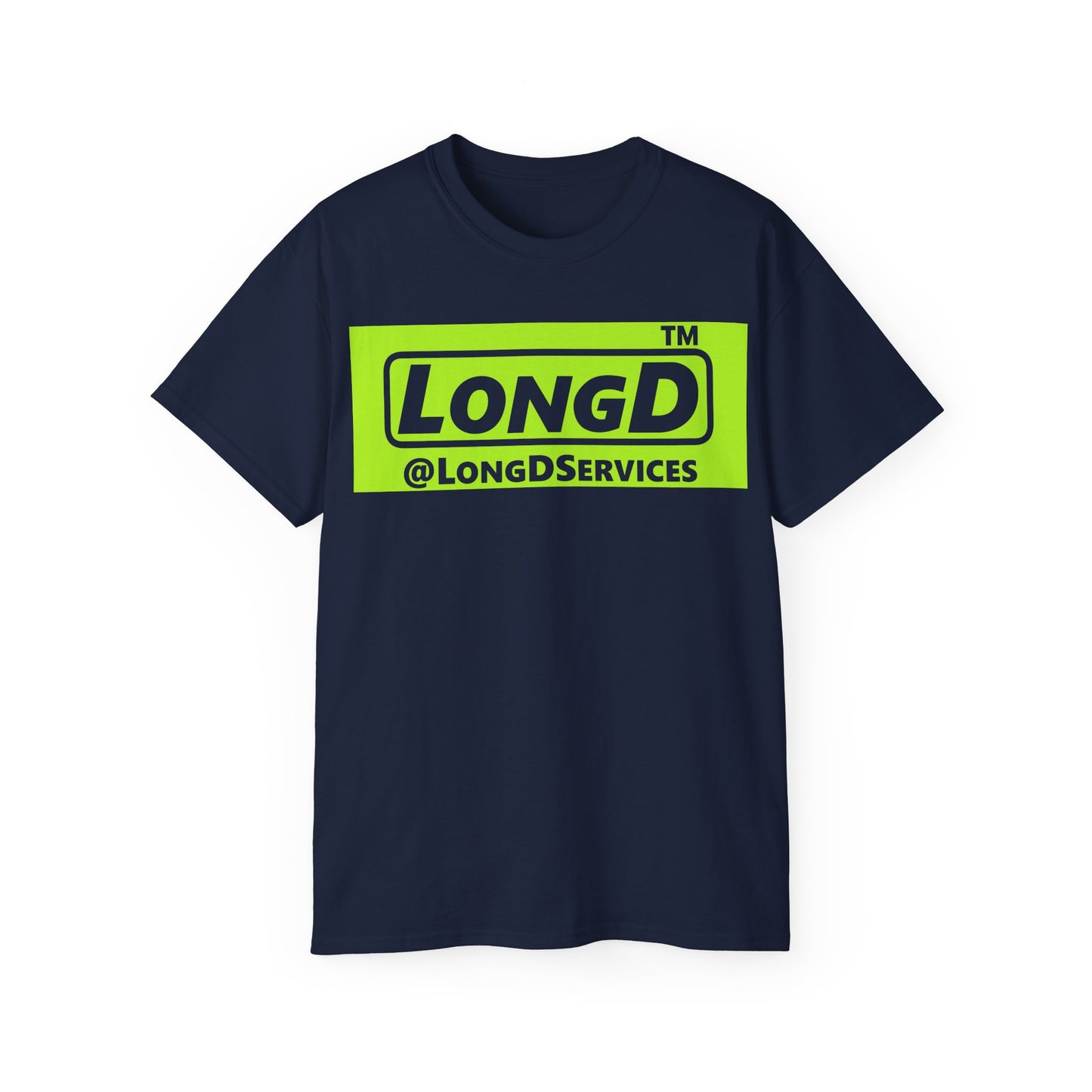 LongD® negative lime green Tag Logo Cotton Tee