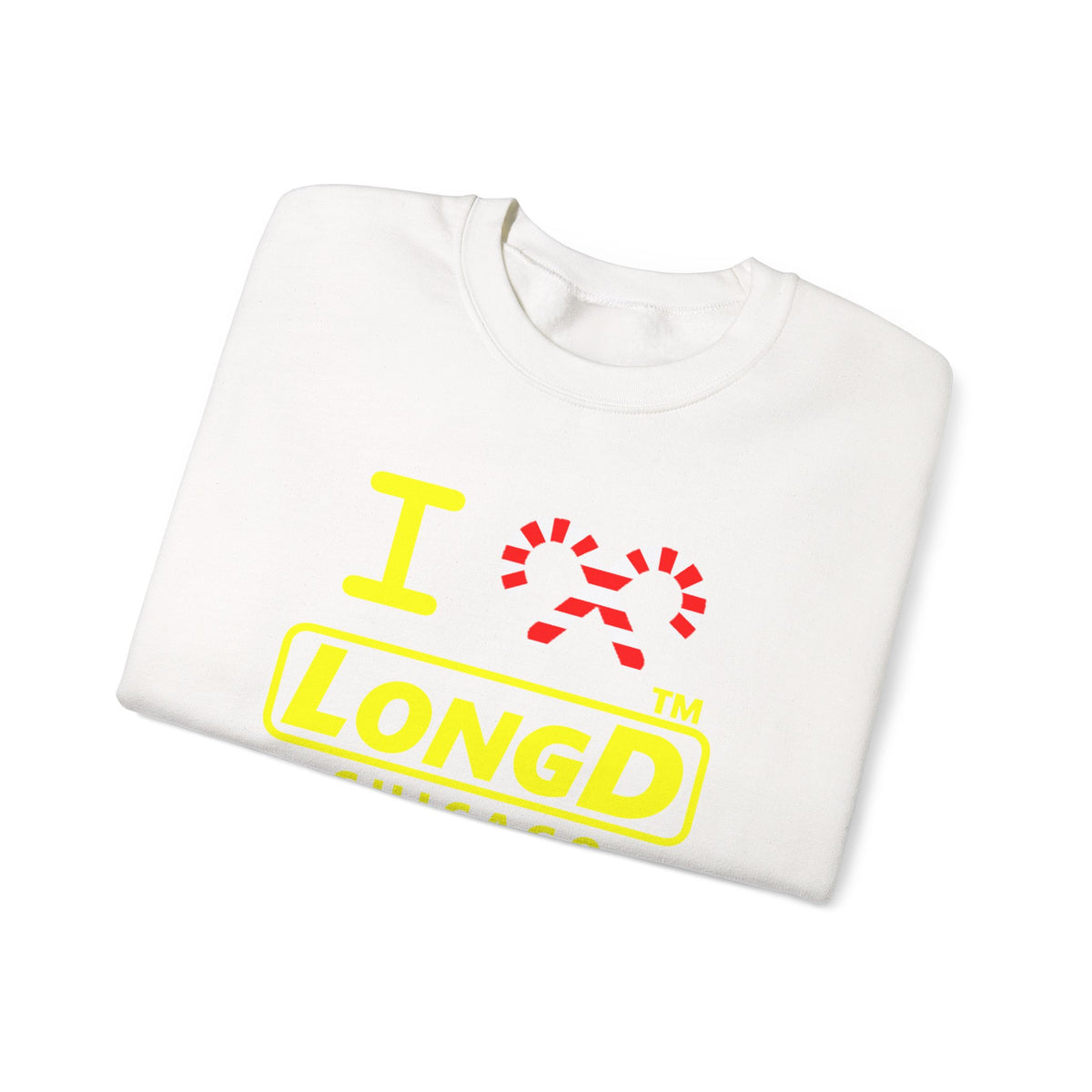 I candy cane LongD Chicago positive alternate basic yellow logo crewneck sweatshirt