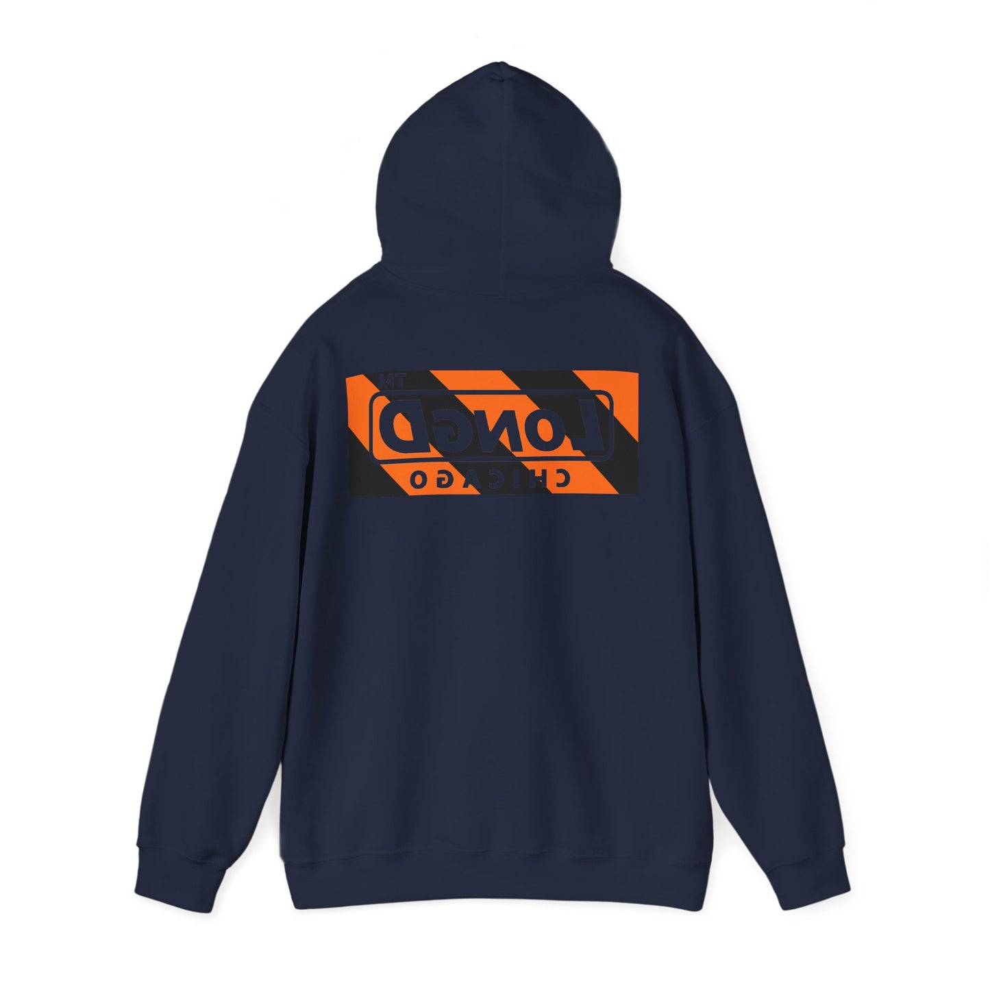 LongD Chicago negative diagonal 6-striped front-back logo (Halloween colors) hoodie