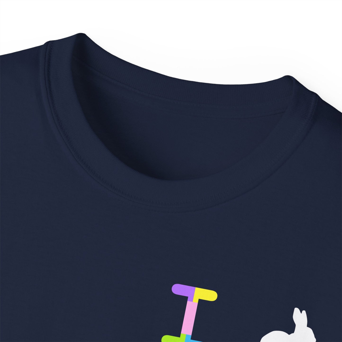 I Bunny LongD® negative vertical striped front-back Chicago Logo Cotton Tee