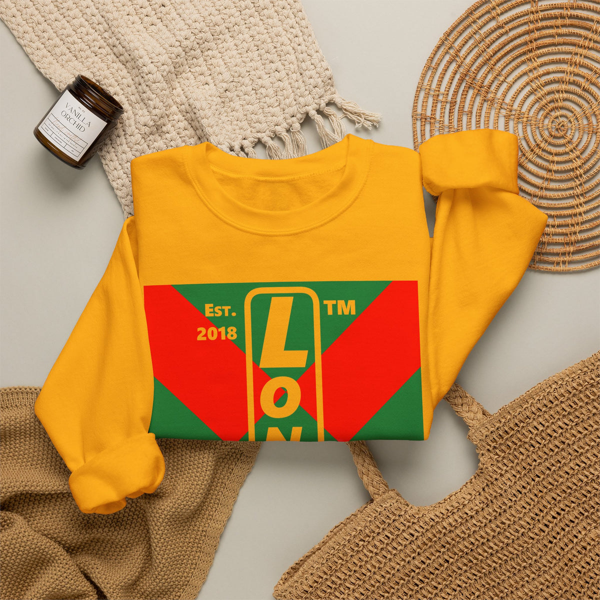 LongD Chicago negative upright argyle x logo (Xmas colors) crewneck sweatshirt