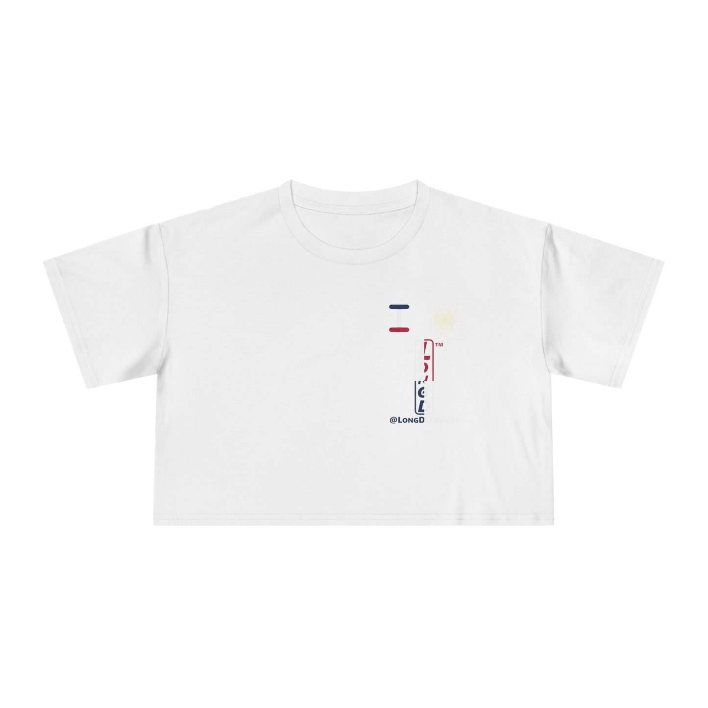 I burst LongD positive quarters upright single-breasted tag logo crop tee
