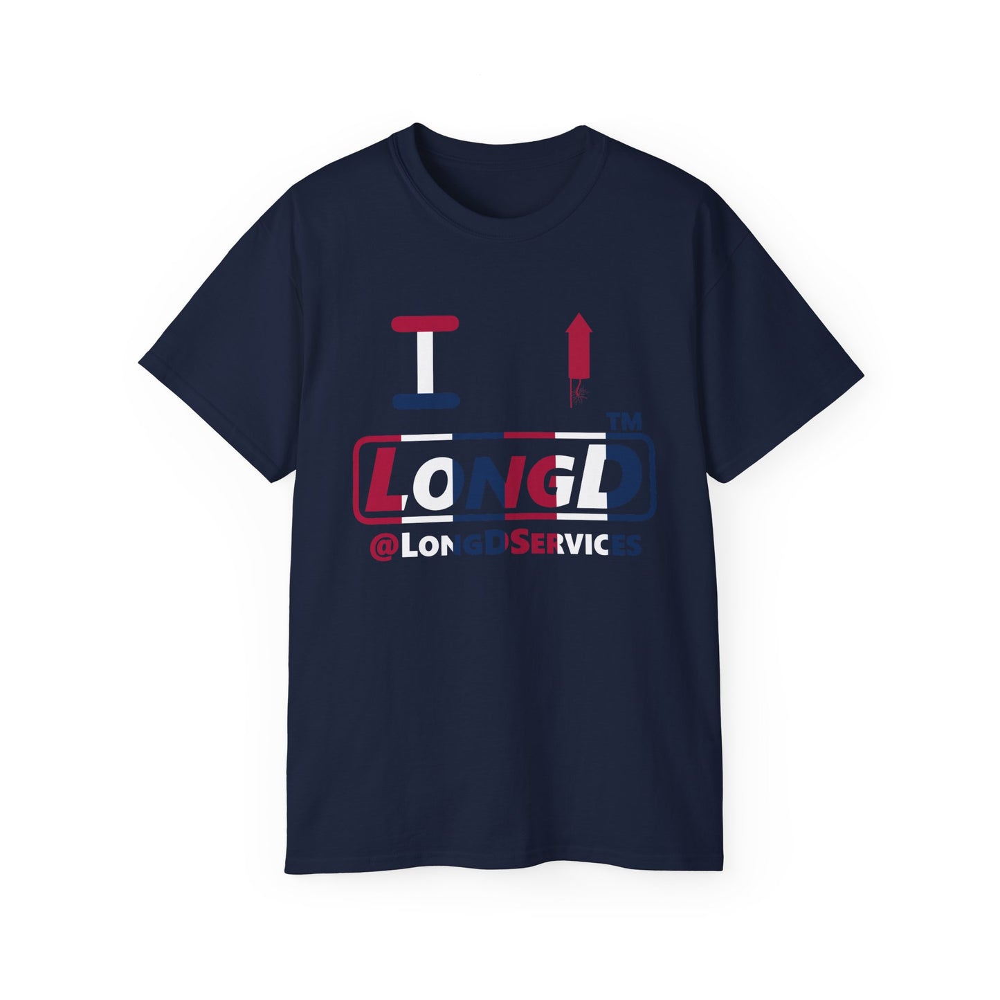 I firecracker LongD positive vertical 6-striped tag logo cotton tee