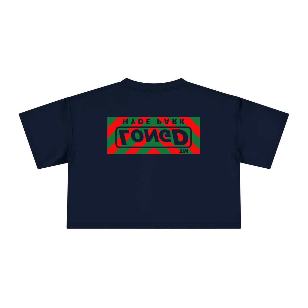 LongD Hyde Park negative downward chevron front-back logo (Xmas colors) crop tee