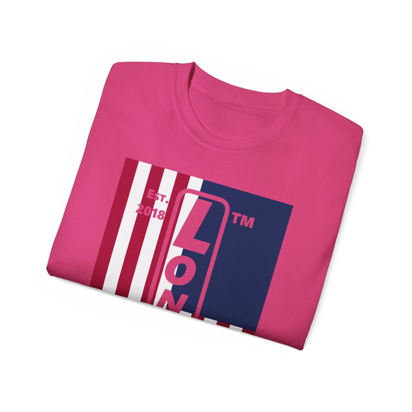 LongD cotton tee negative cropped flag Chicago upright logo (Patriotic colors)