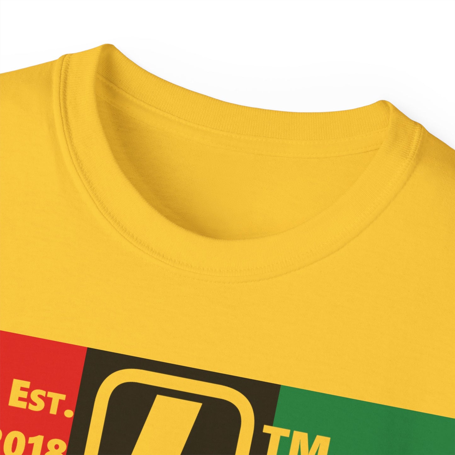 LongD Cotton Tee negative vertical striped Chicago upright logo (Juneteenth colors)