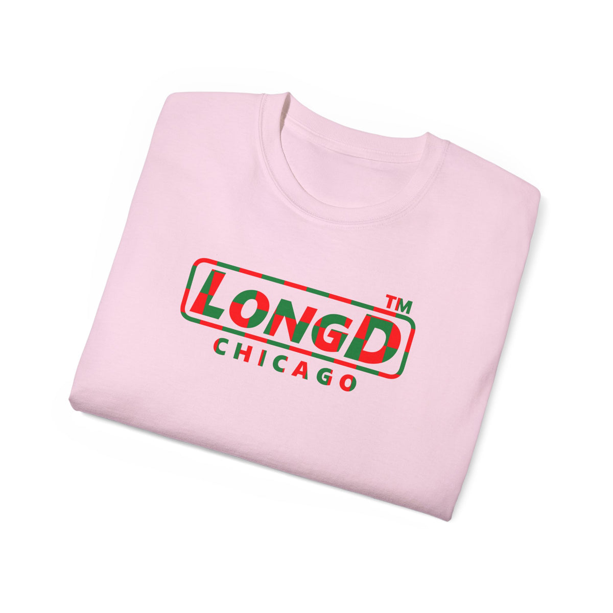 LongD Chicago positive checkered 4-print logo (Xmas colors) cotton tee
