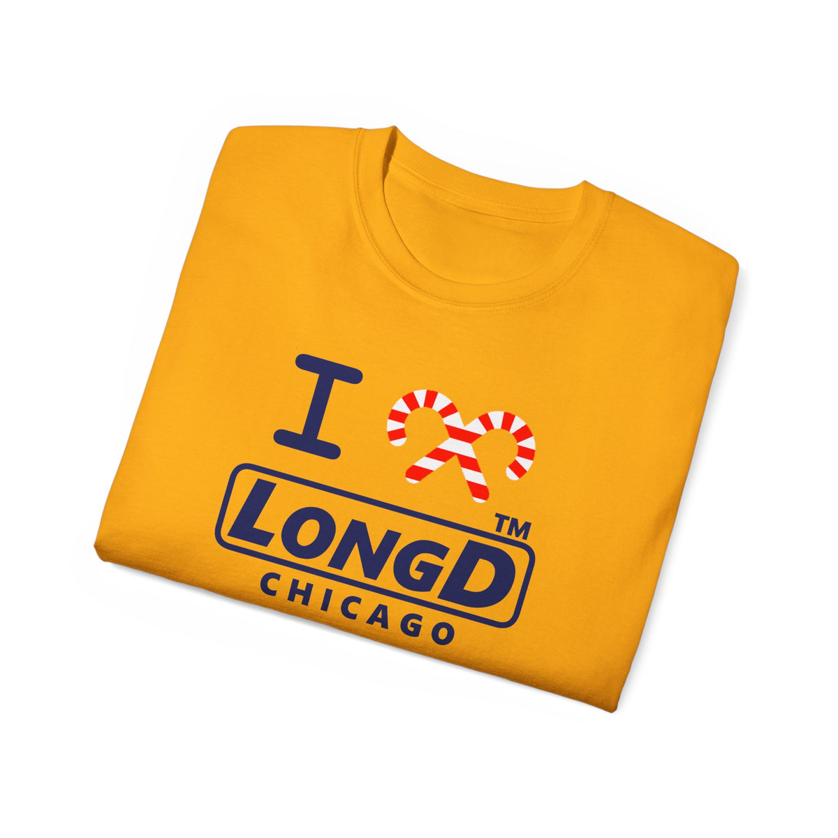 I candy cane LongD Chicago positive official basic navy front-back logo cotton tee