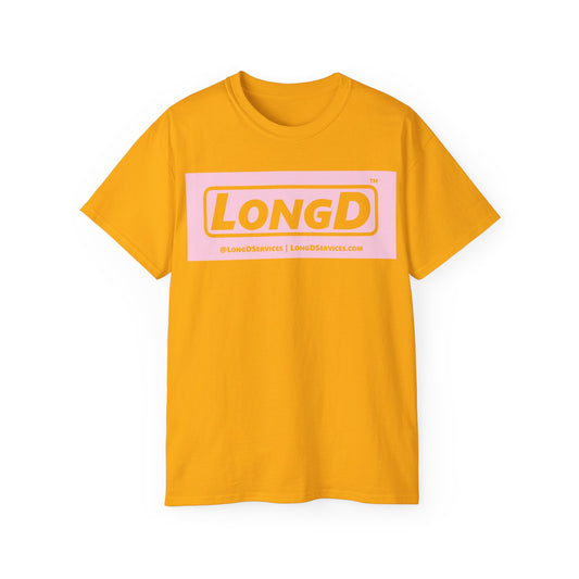 LongD® Logo Cotton Tee (Easter pastel pink negative text)