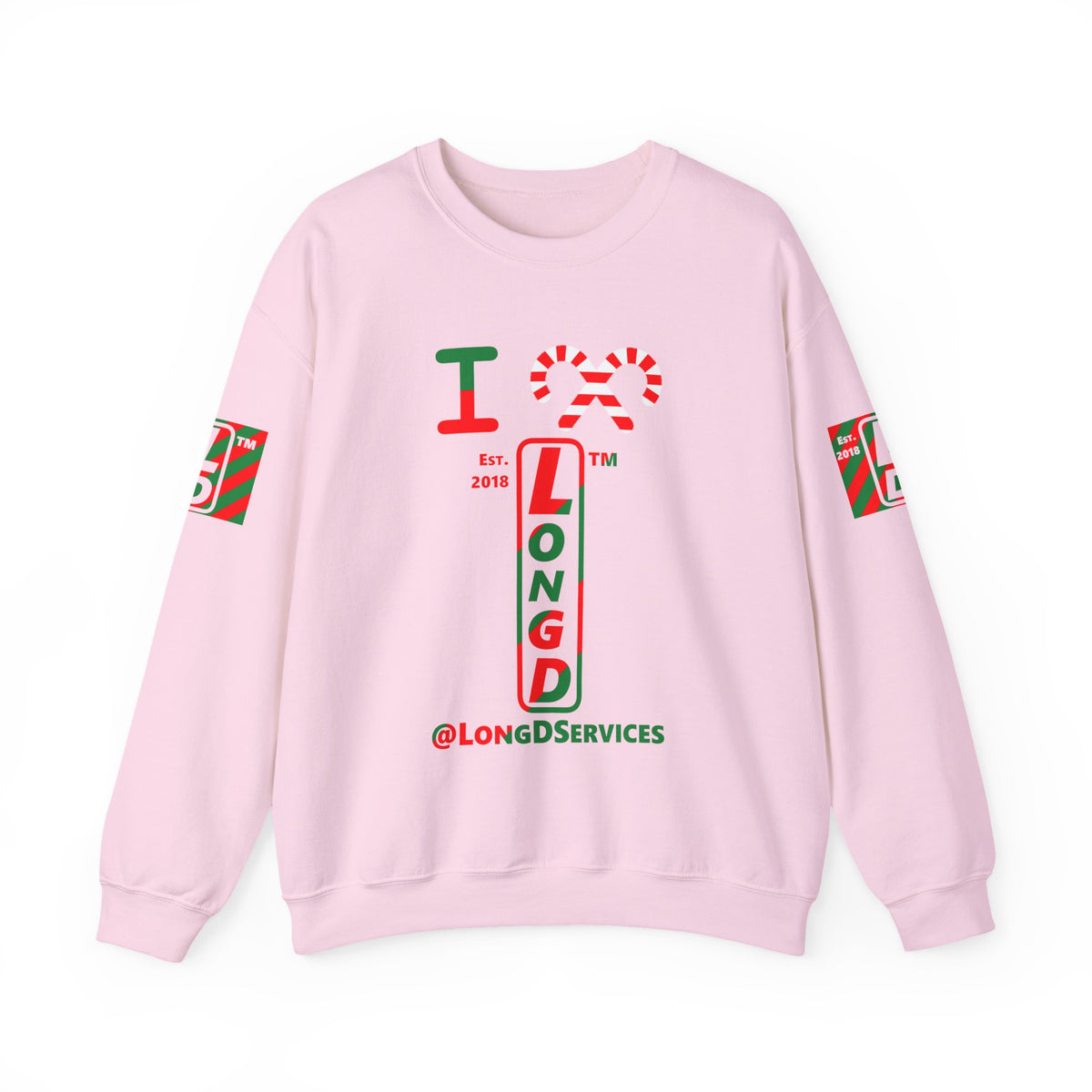 I candy cane LongD Tag positive upright pixel-weighted 4-striped 4-print logo crewneck sweatshirt