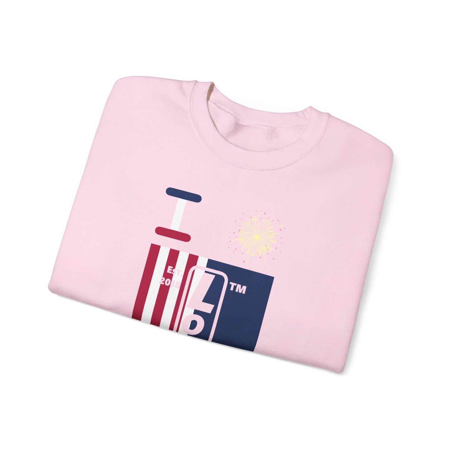 I Burst LongD negative cropped flag Chicago upright logo crewneck sweatshirt