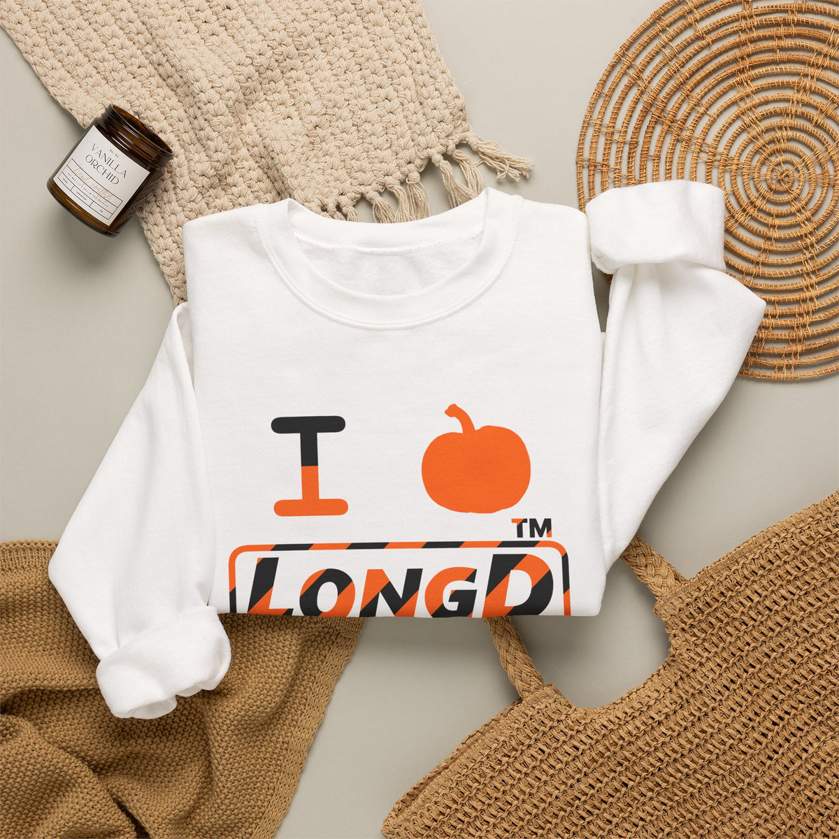I pumpkin LongD Tag-domain positive 12-striped logo crewneck sweatshirt