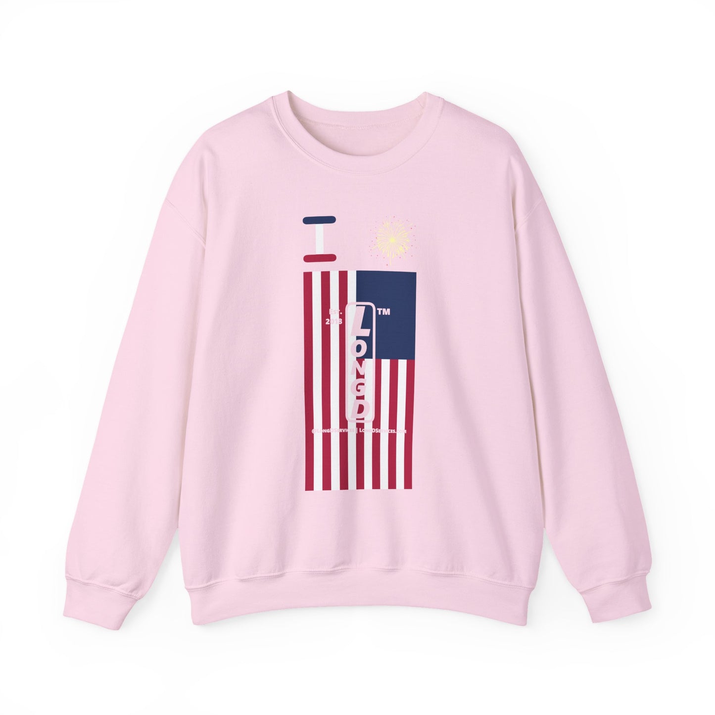 I Burst LongD negative flag tag-domain upright logo crewneck sweatshirt