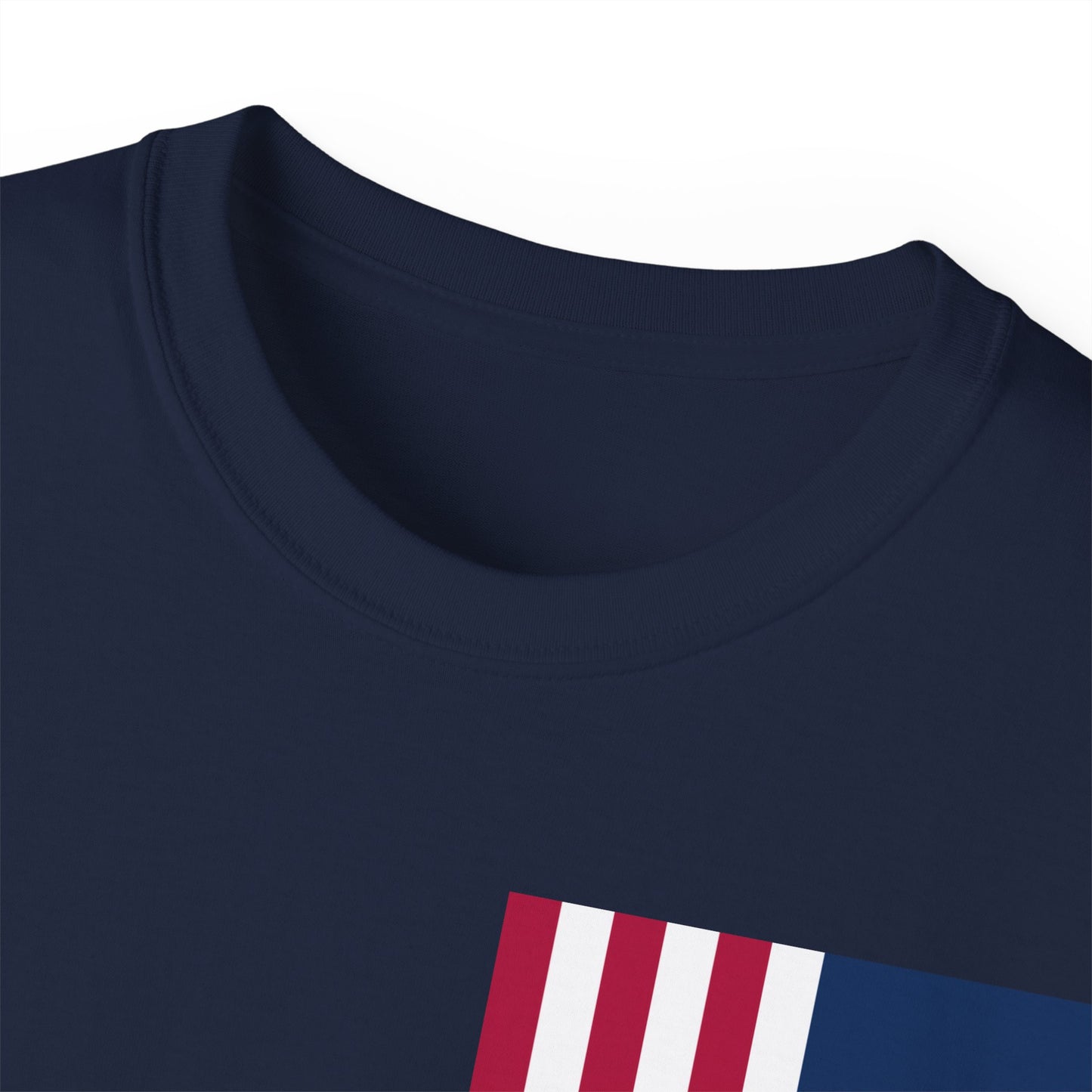 LongD cotton tee negative cropped flag single-breasted front-back Hyde Park upright logo (Patriotic colors)