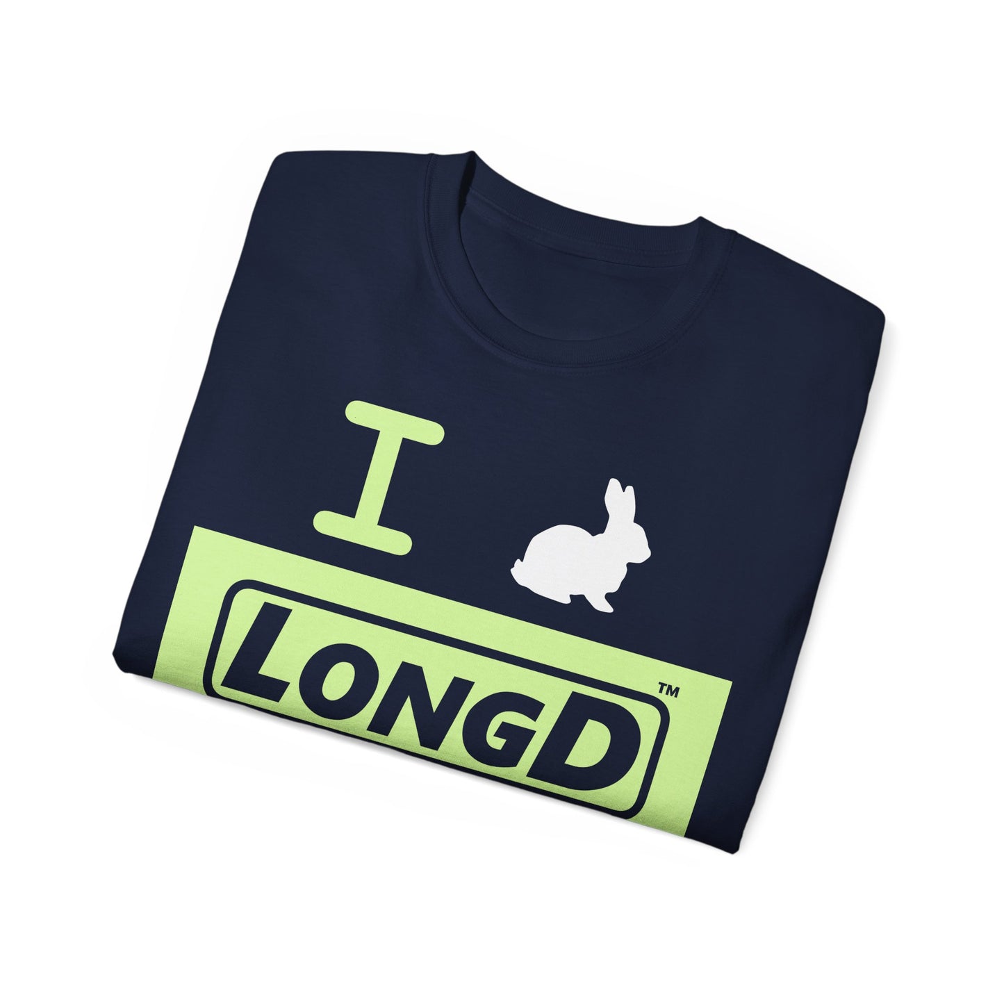 I Bunny LongD® Logo Cotton Tee Easter pastel green negative text (white Easter Bunny)