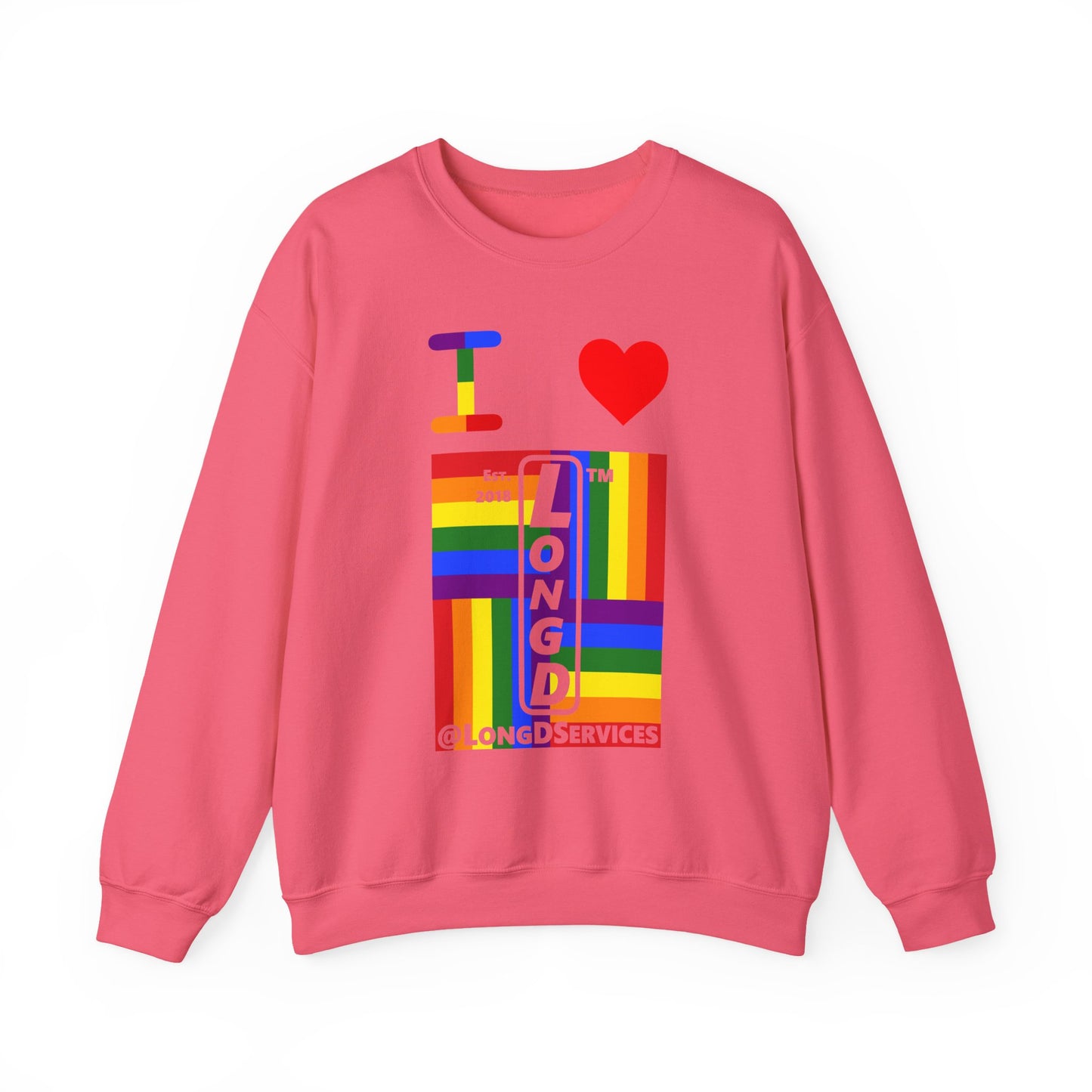 I Luv LongD negative windmill tag upright front-back logo crewneck sweatshirt