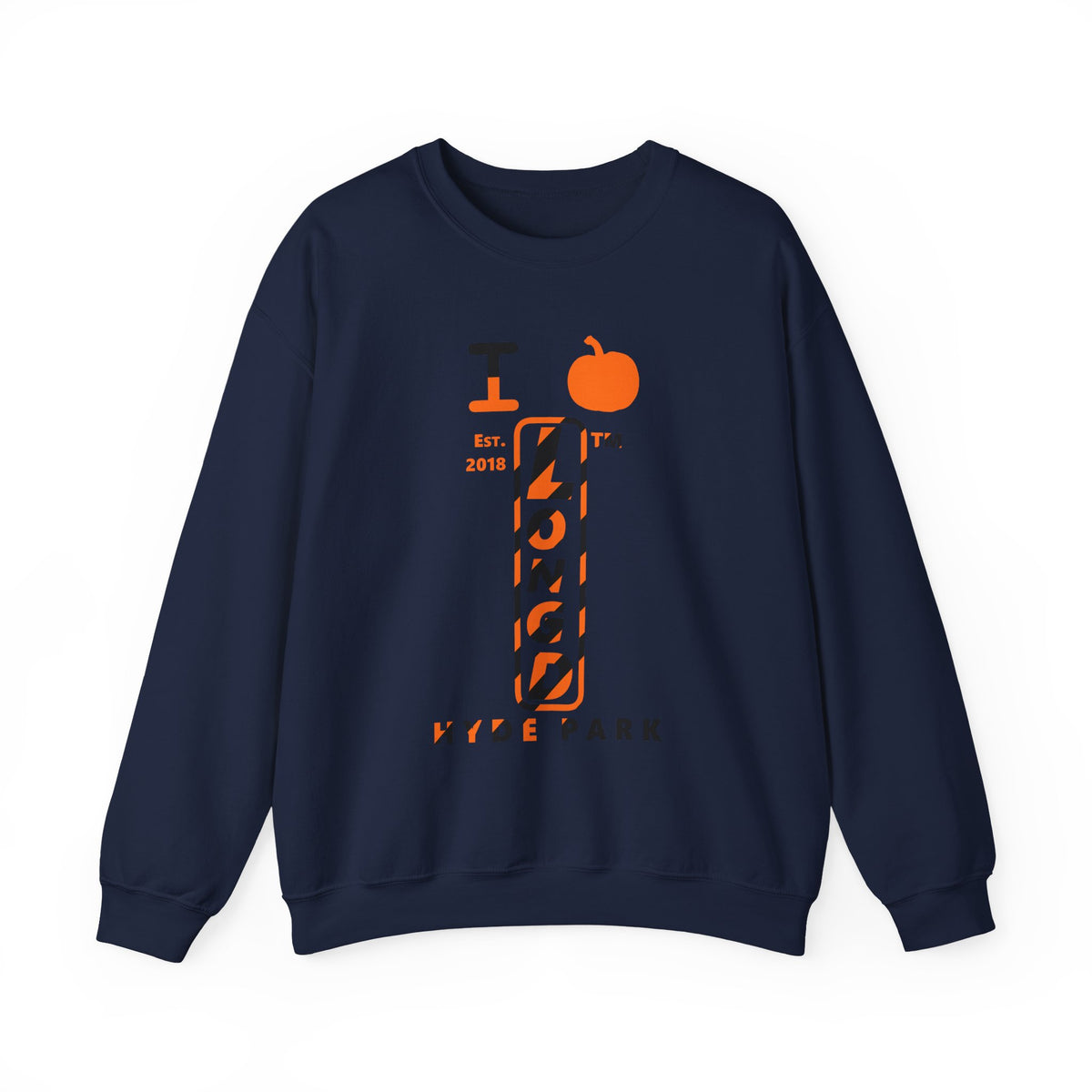 I pumpkin LongD Hyde Park positive upright pixel-weighted 12-striped logo crewneck sweatshirt